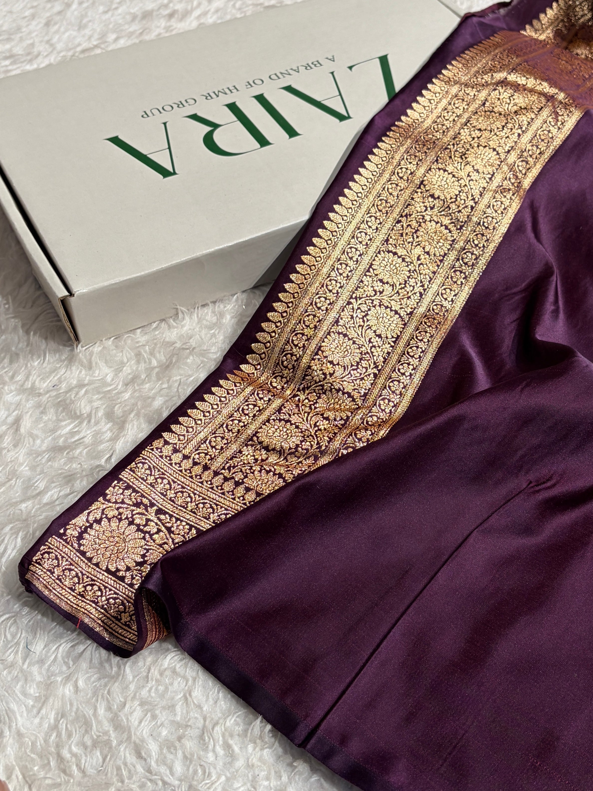 Cross Dark Wine Unique Boota Pattern Satin Katan Silk Saree SK69