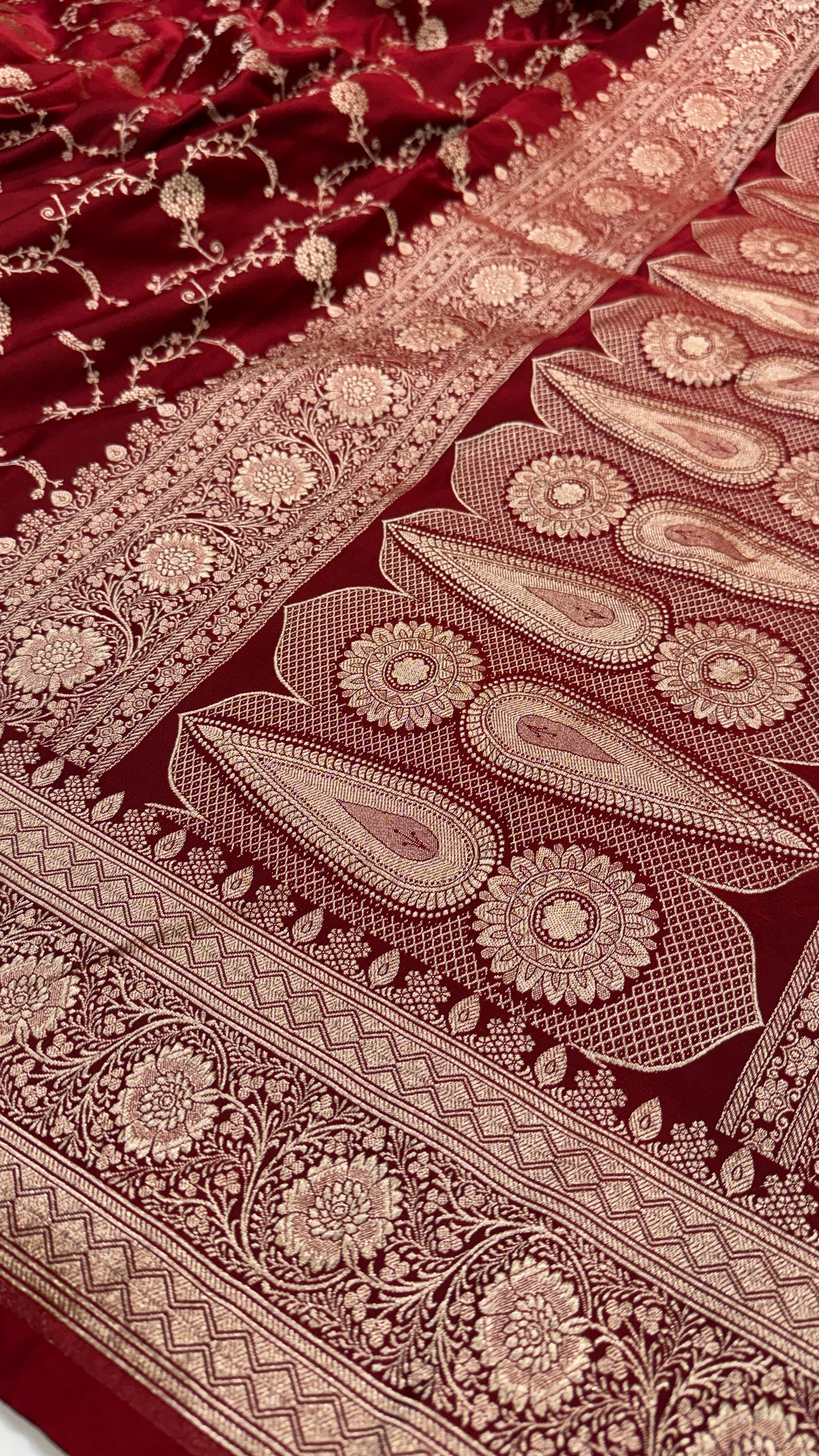 New Mahroon Jaal Mashru Silk Saree for Festive Seasons