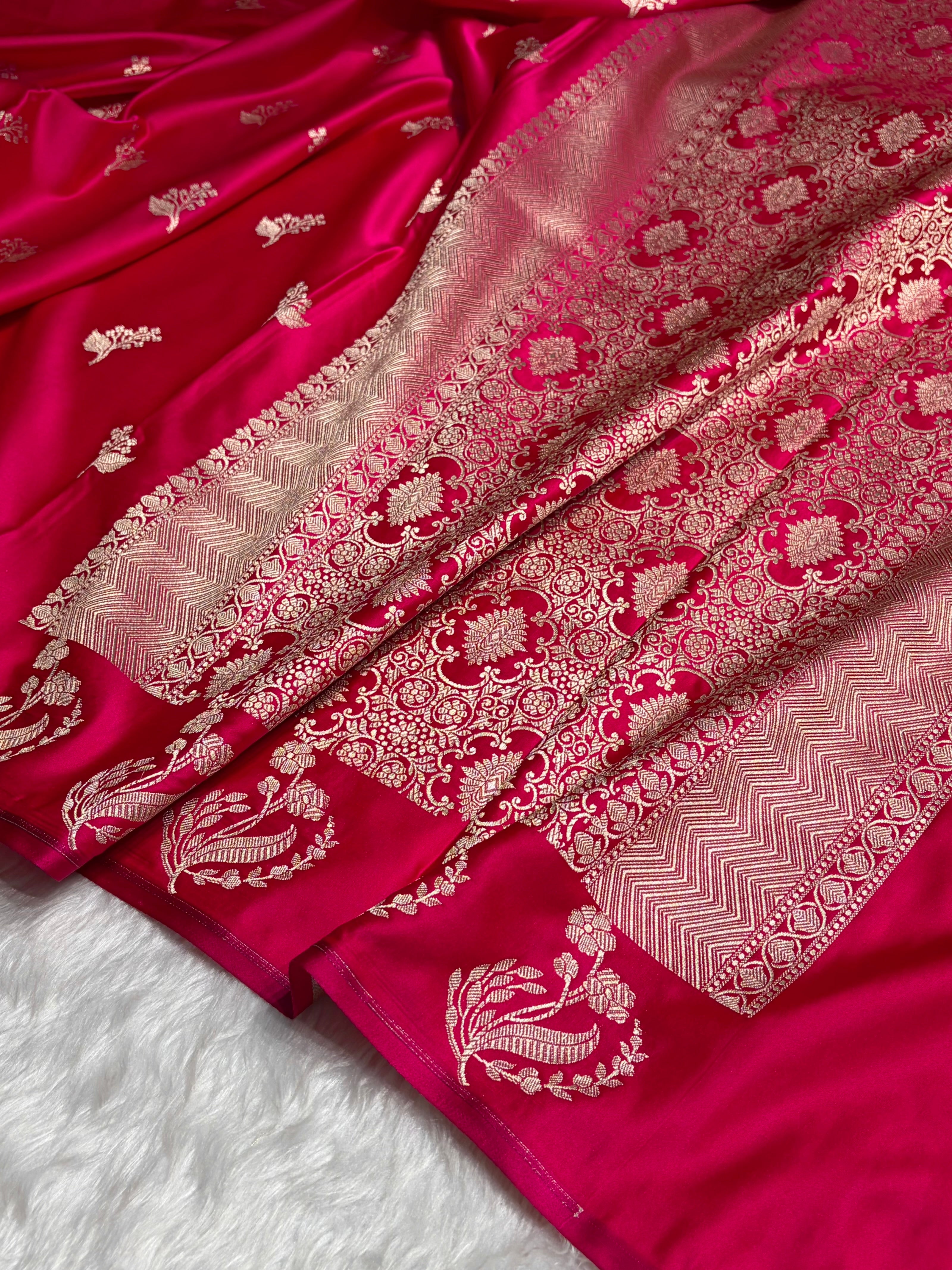 Cross Rani Boota With Floral Border Mashru Silk Saree MSM-91