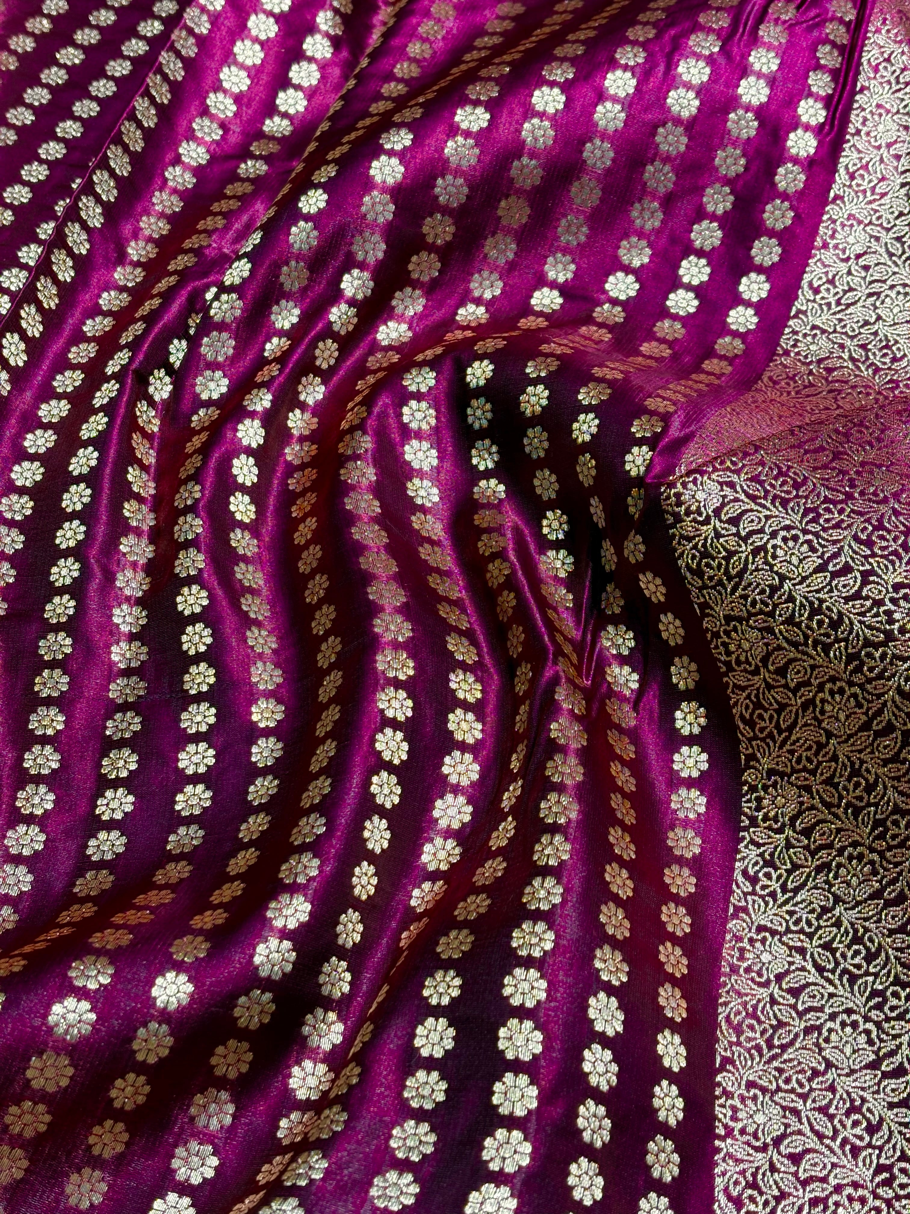 Light Wight Satin Silk Jaal in Wine Shades with brocade Blouse SS16