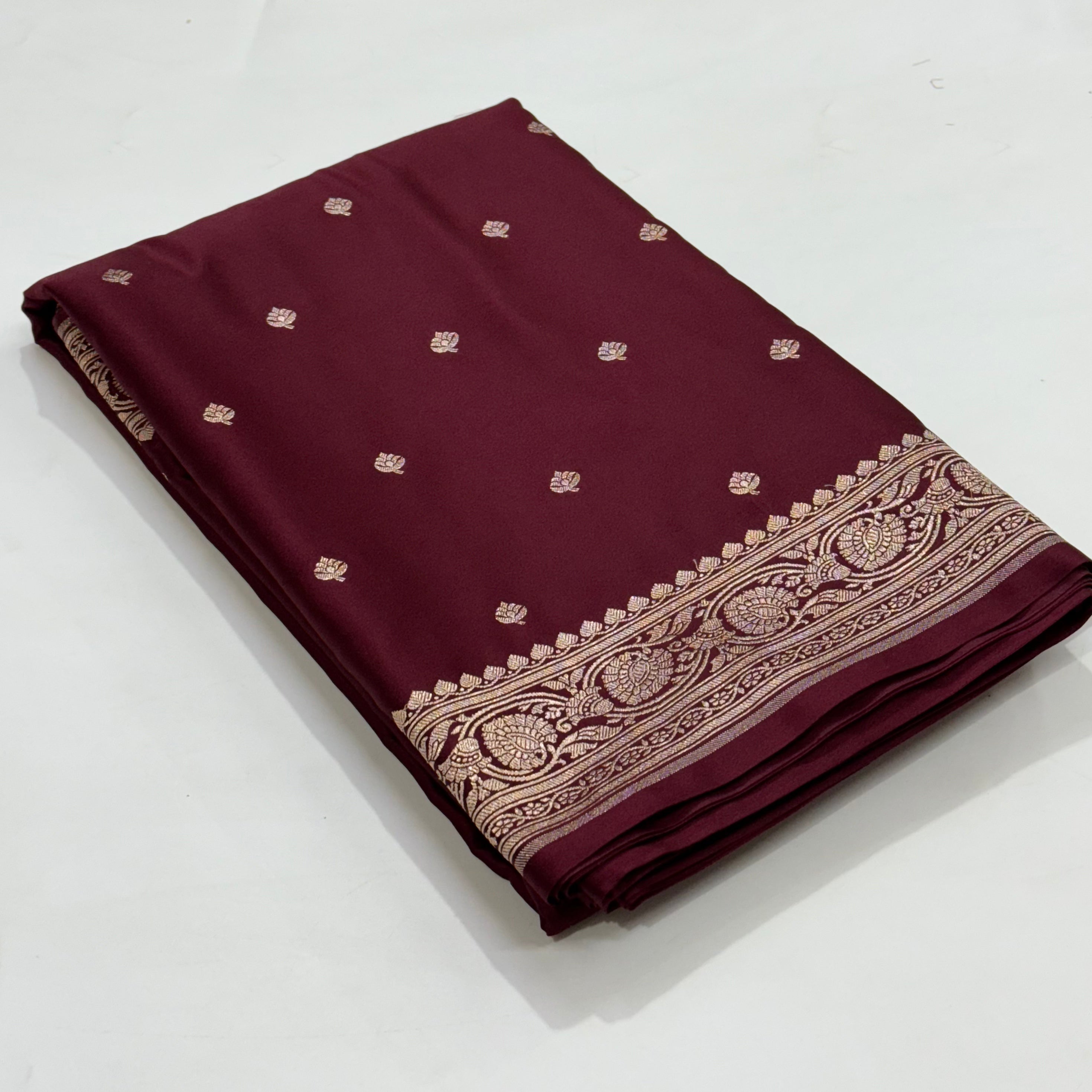 Garnet wine Mashru Silk Booti