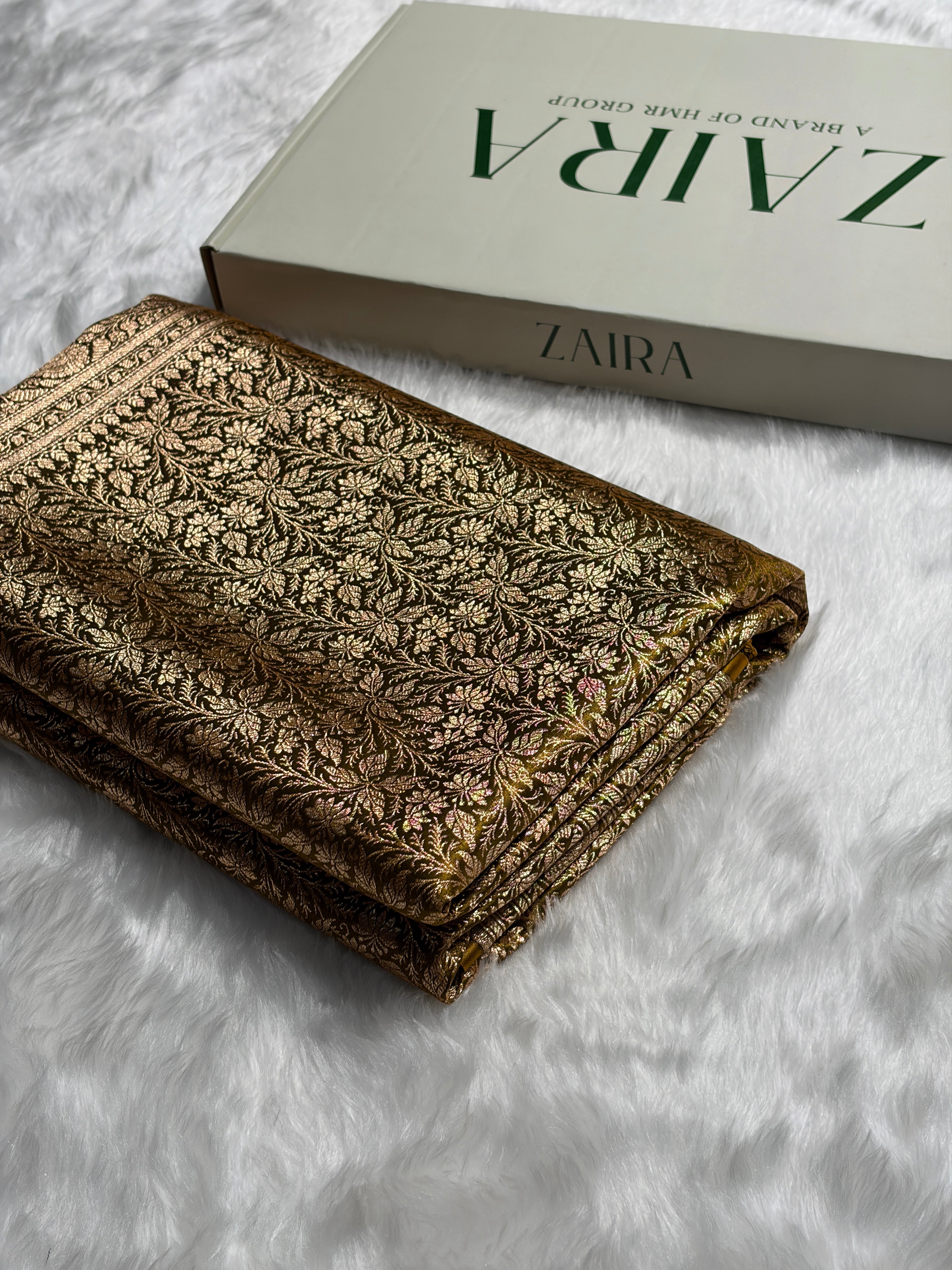 Mehendi Shades Brocket Satin Silk Saree Banarasi Saree Shades SS30