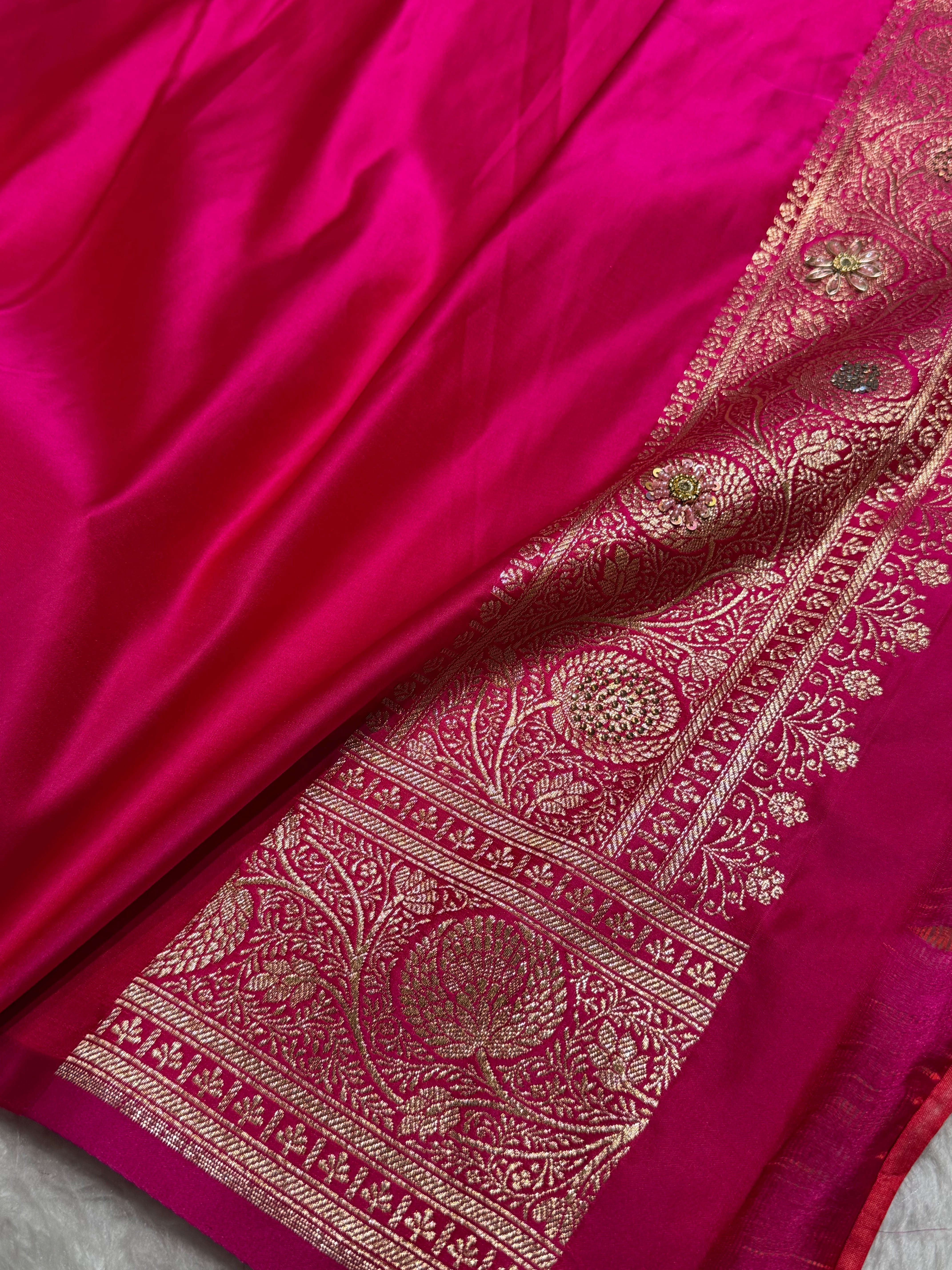 Dusty Blue - Rani Banarasi Boota With Zardozi & Swarovski Work Katan Silk Saree BSKM29