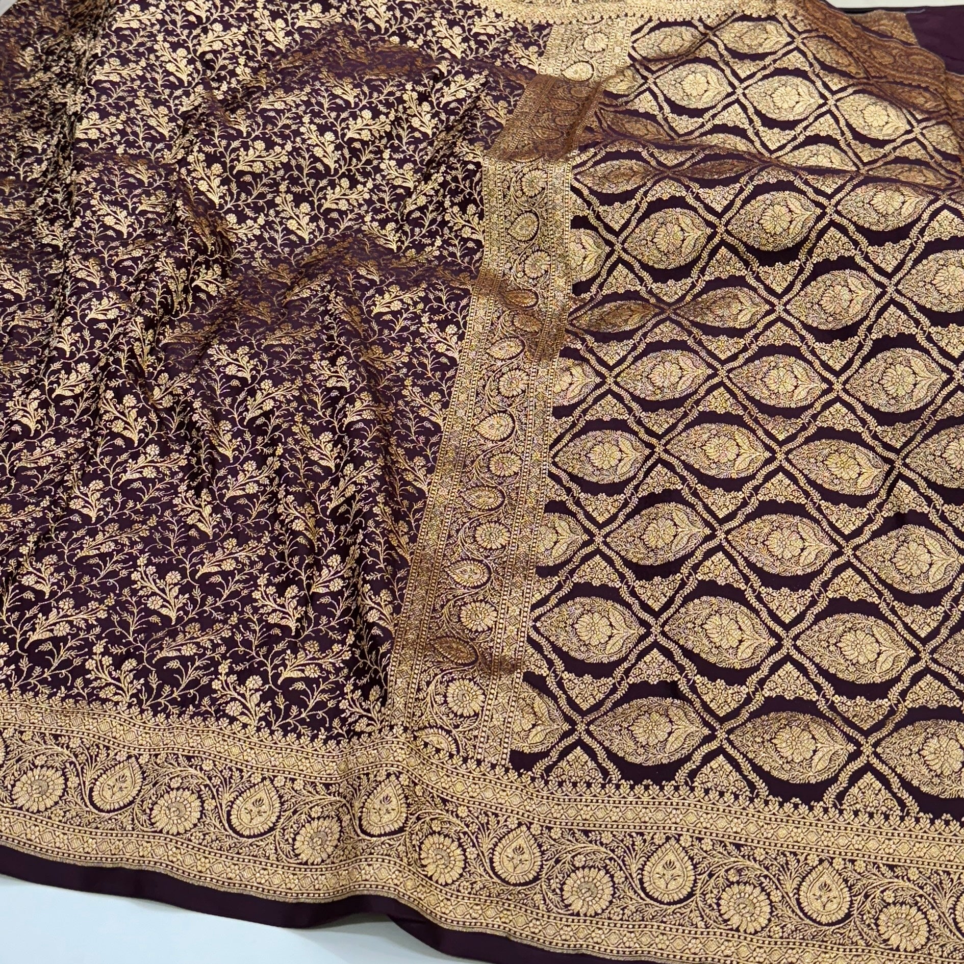 Chocolate Brocade Soft Katan Silk Saree SKB-02