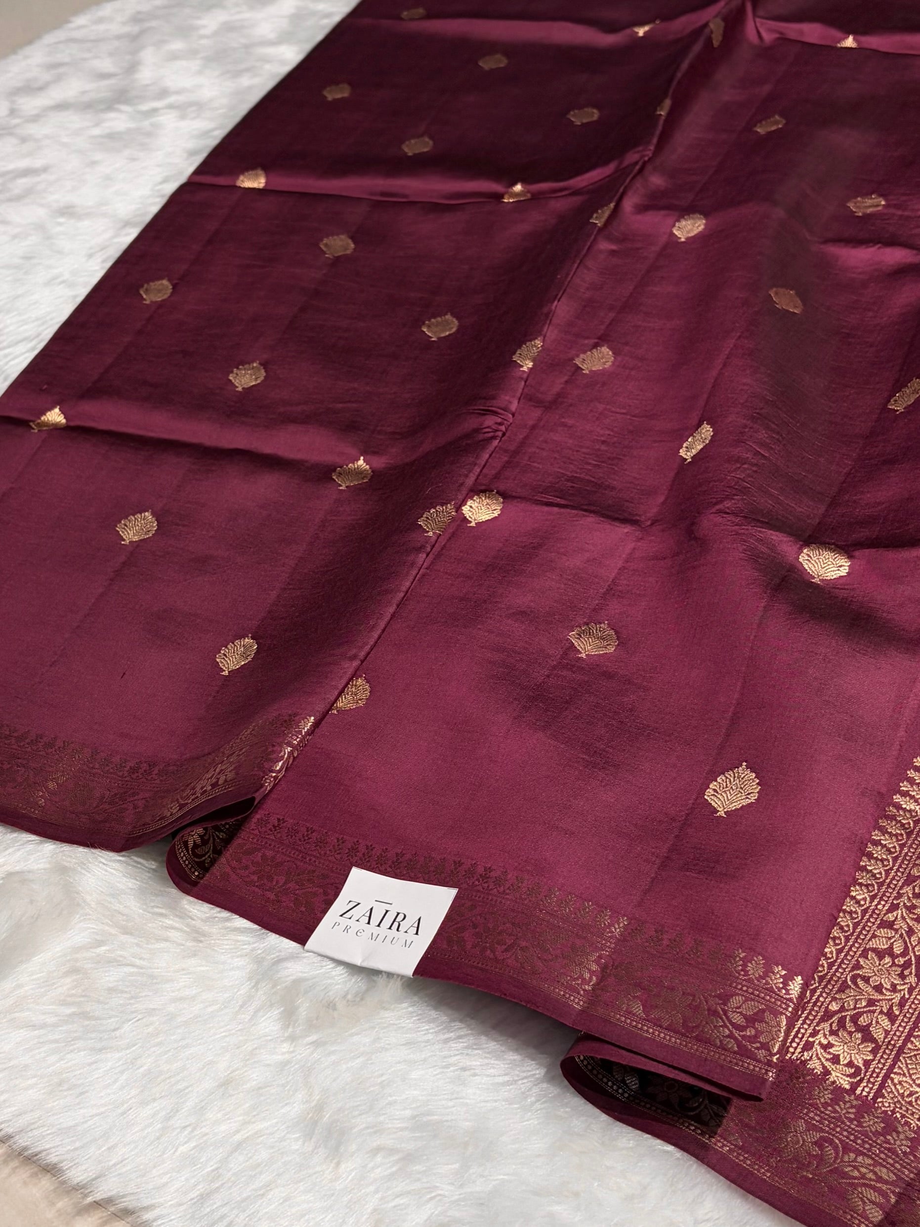 Wine Shade Handwoven Pure Katan Raw Mango Silk RM-06