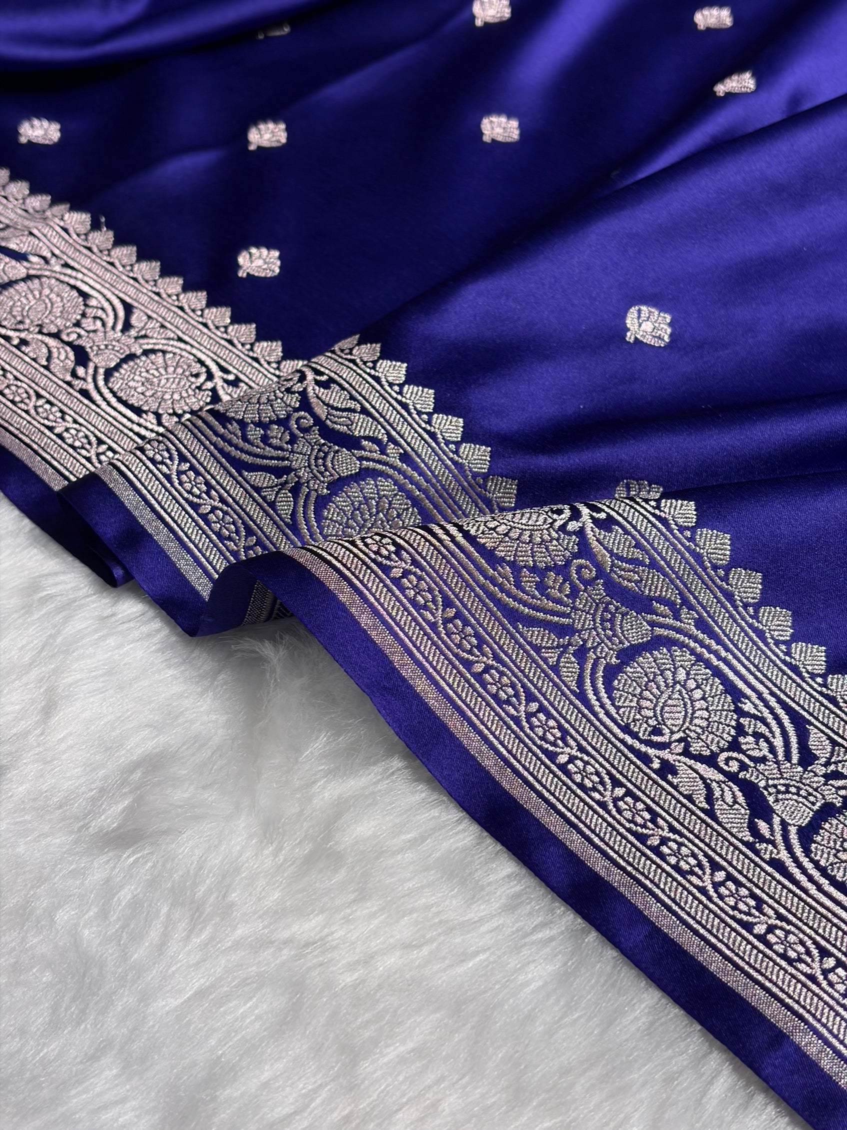 Banarasi Royal Blue Minakari Booti Mashru Silk Saree MS10