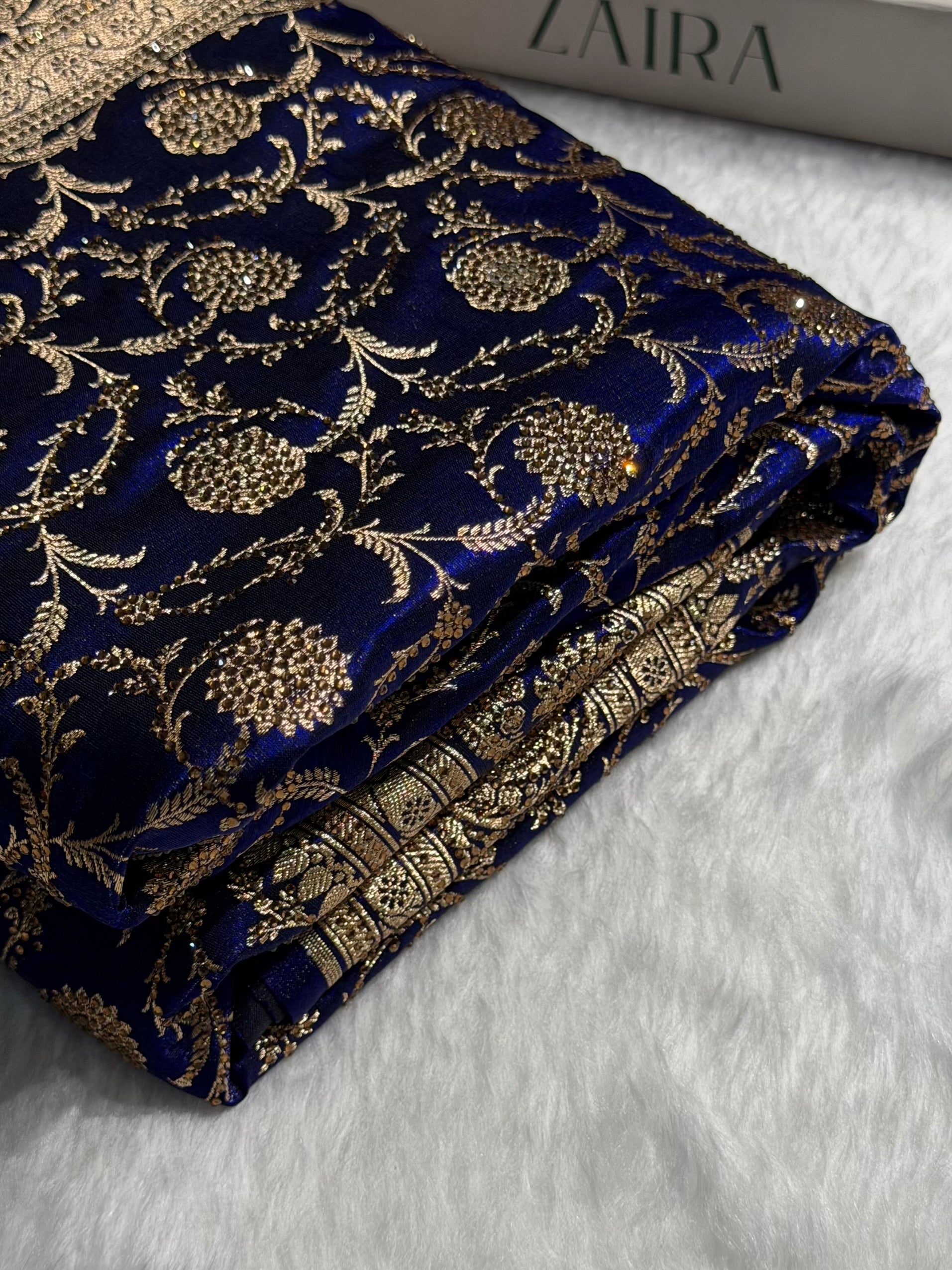 Banarasi Bridal Royal Blue Jaal with Swarovski Stone BSS13 (E)
