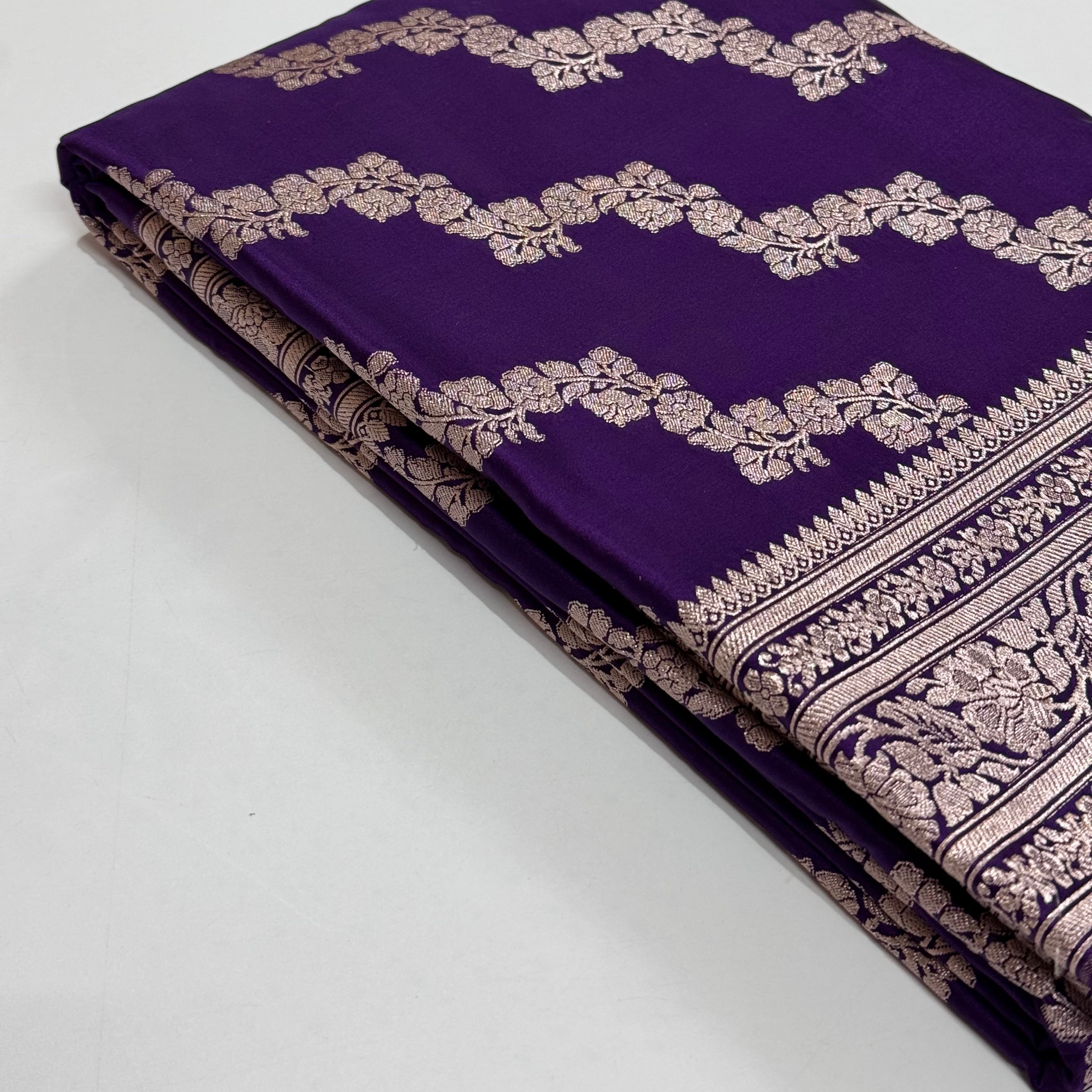 Purple Cross Mashru Silk Saree