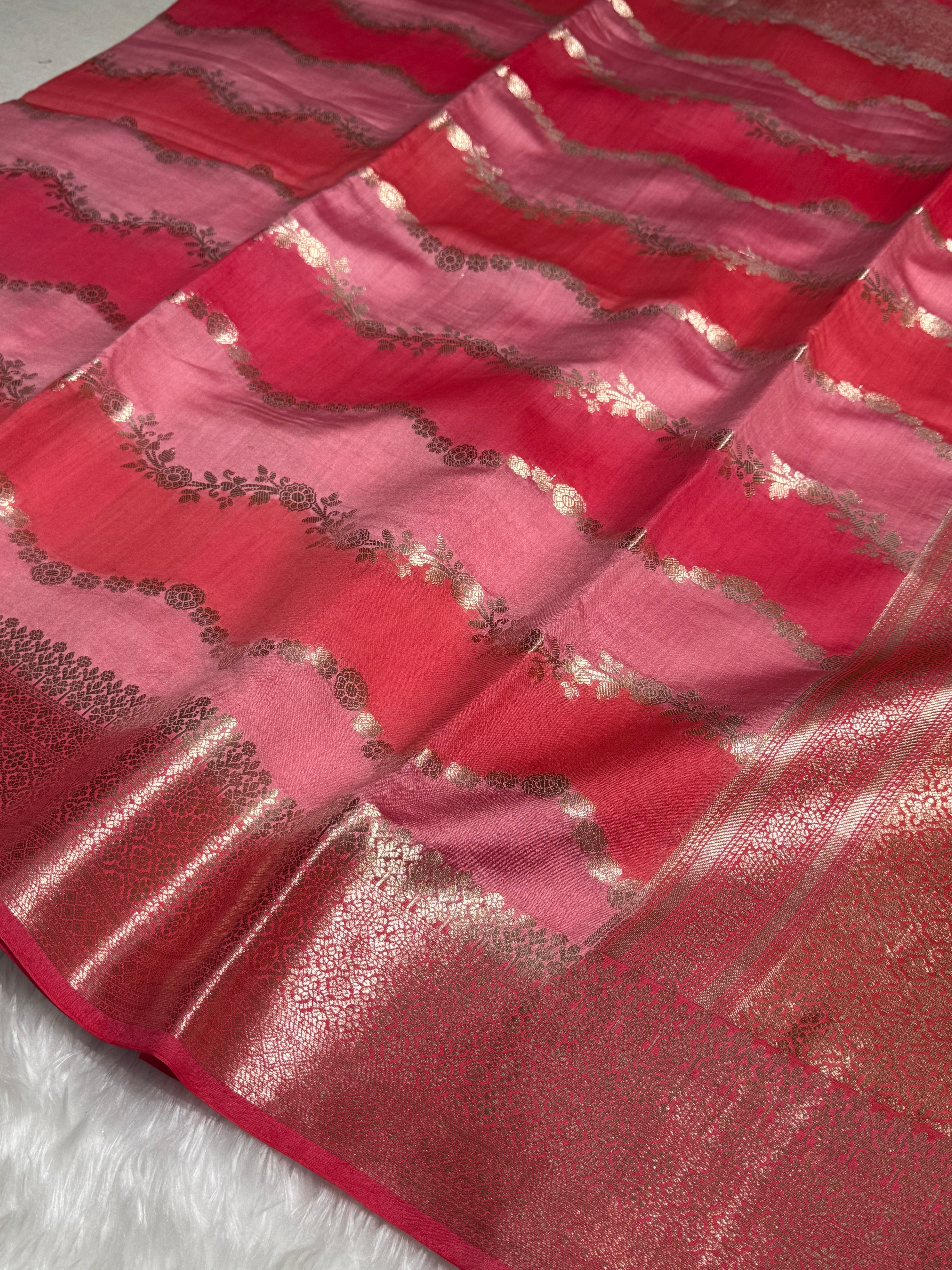 Rangkart Baby Pink Shades Pure Chiniya Silk