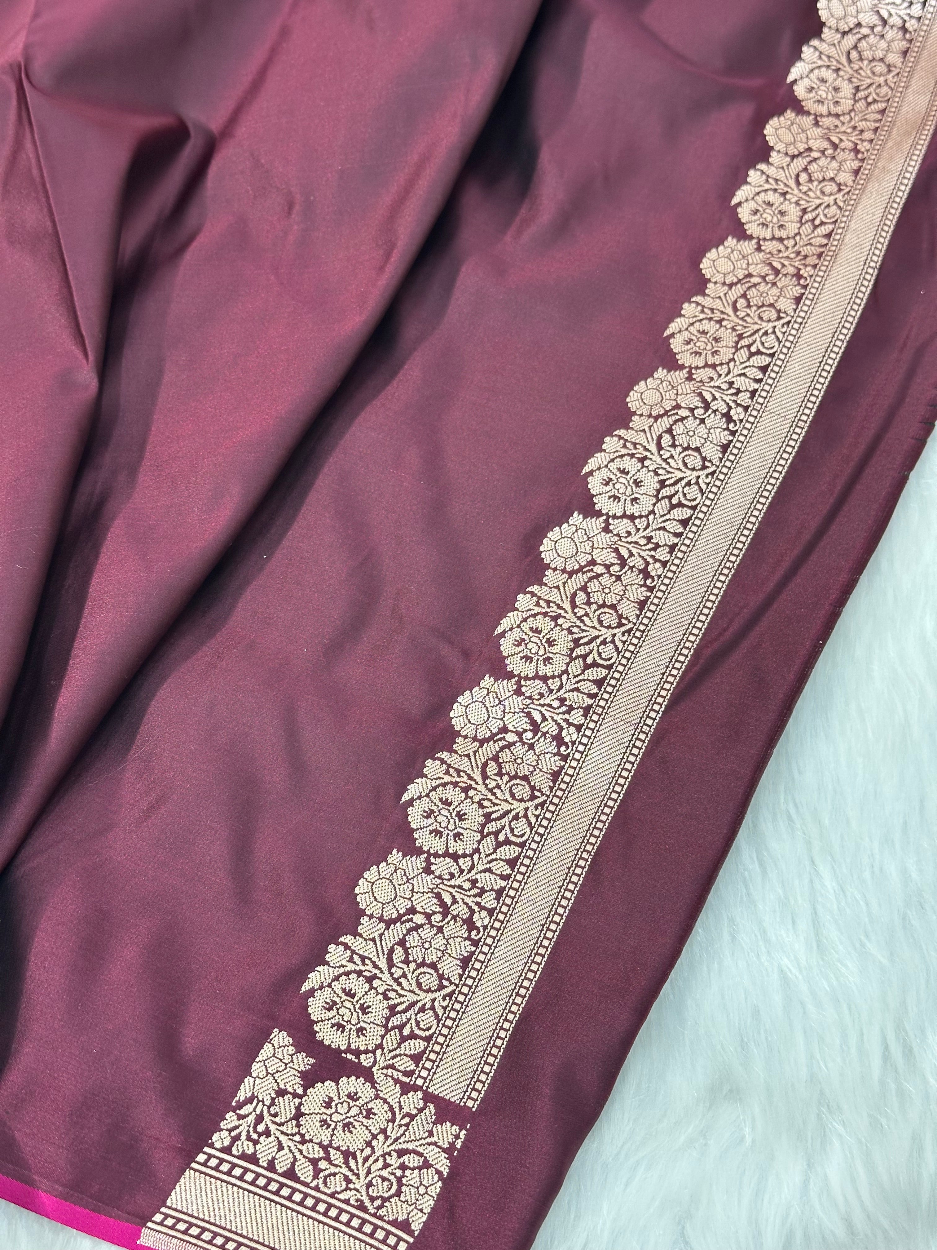 Chocolate Shades Floral Boota Mashru Silk Saree