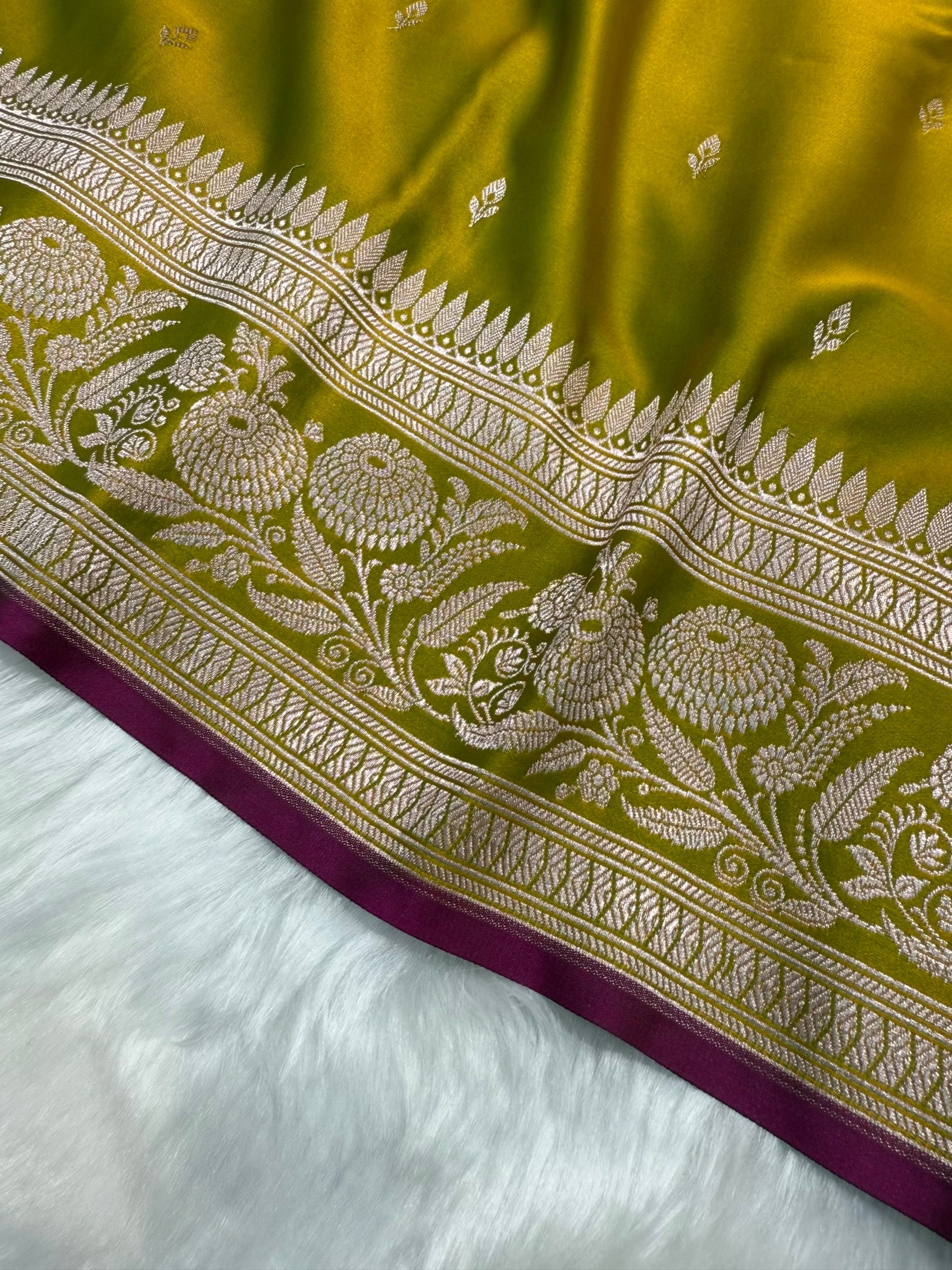 Mehendi Green Shades Floral Boota Mashru Silk Saree MSM 73