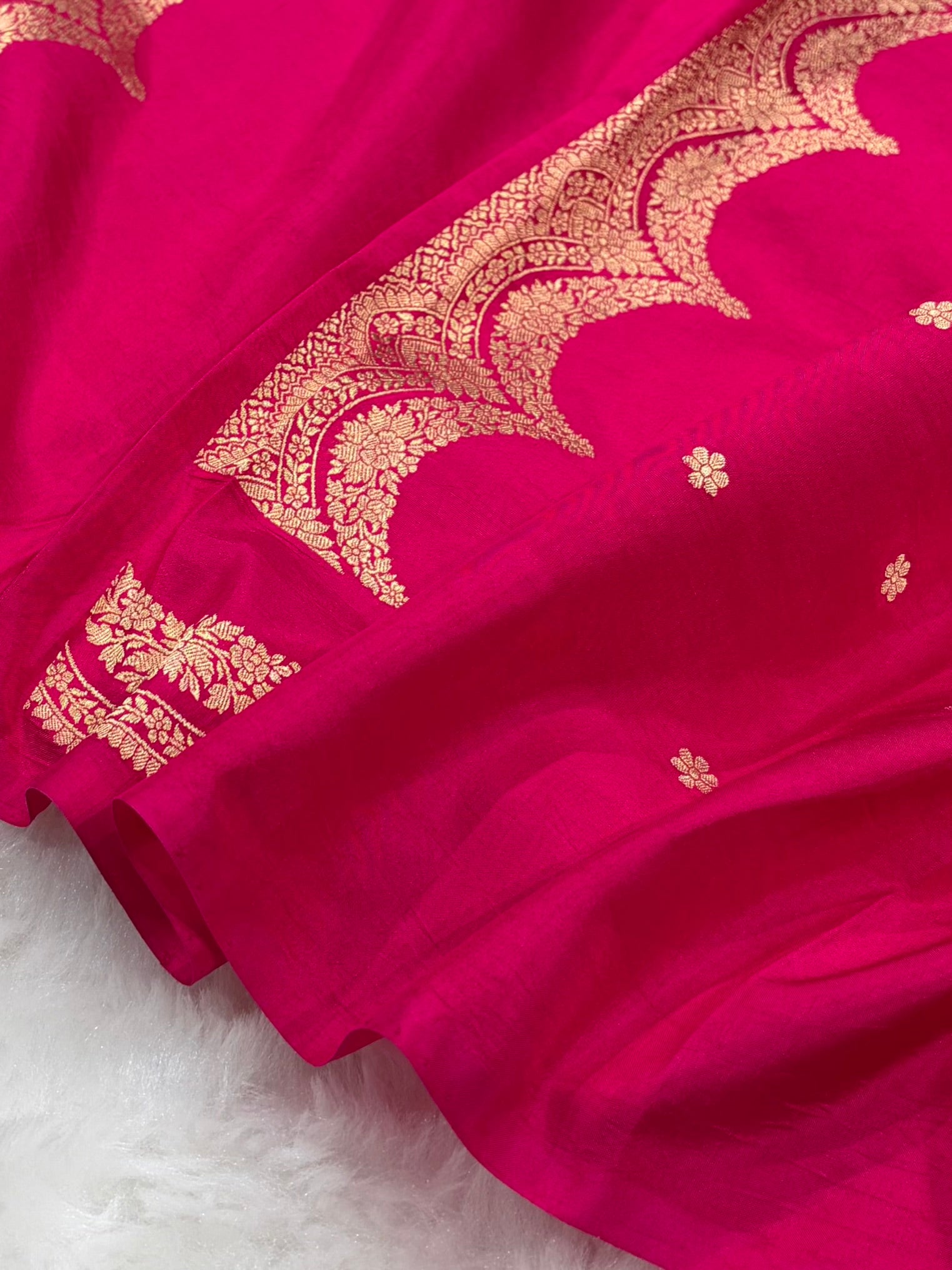 Rani Pink Shades Boota Handwoven Pure Katan Paper Silk RM-19