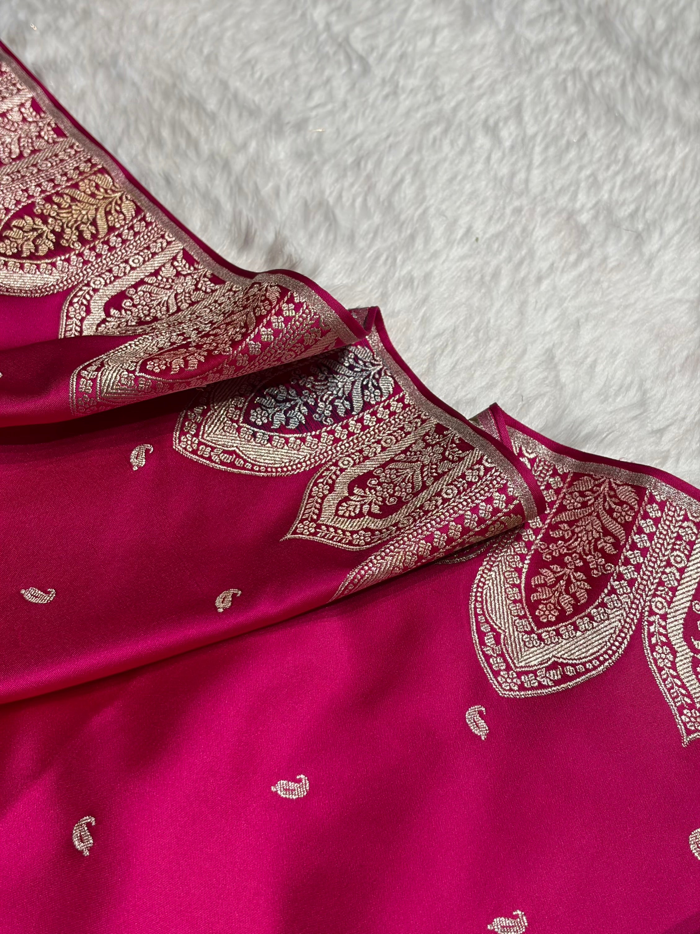 Skirt Border Rani Minakari Mashru Silk Saree MS13