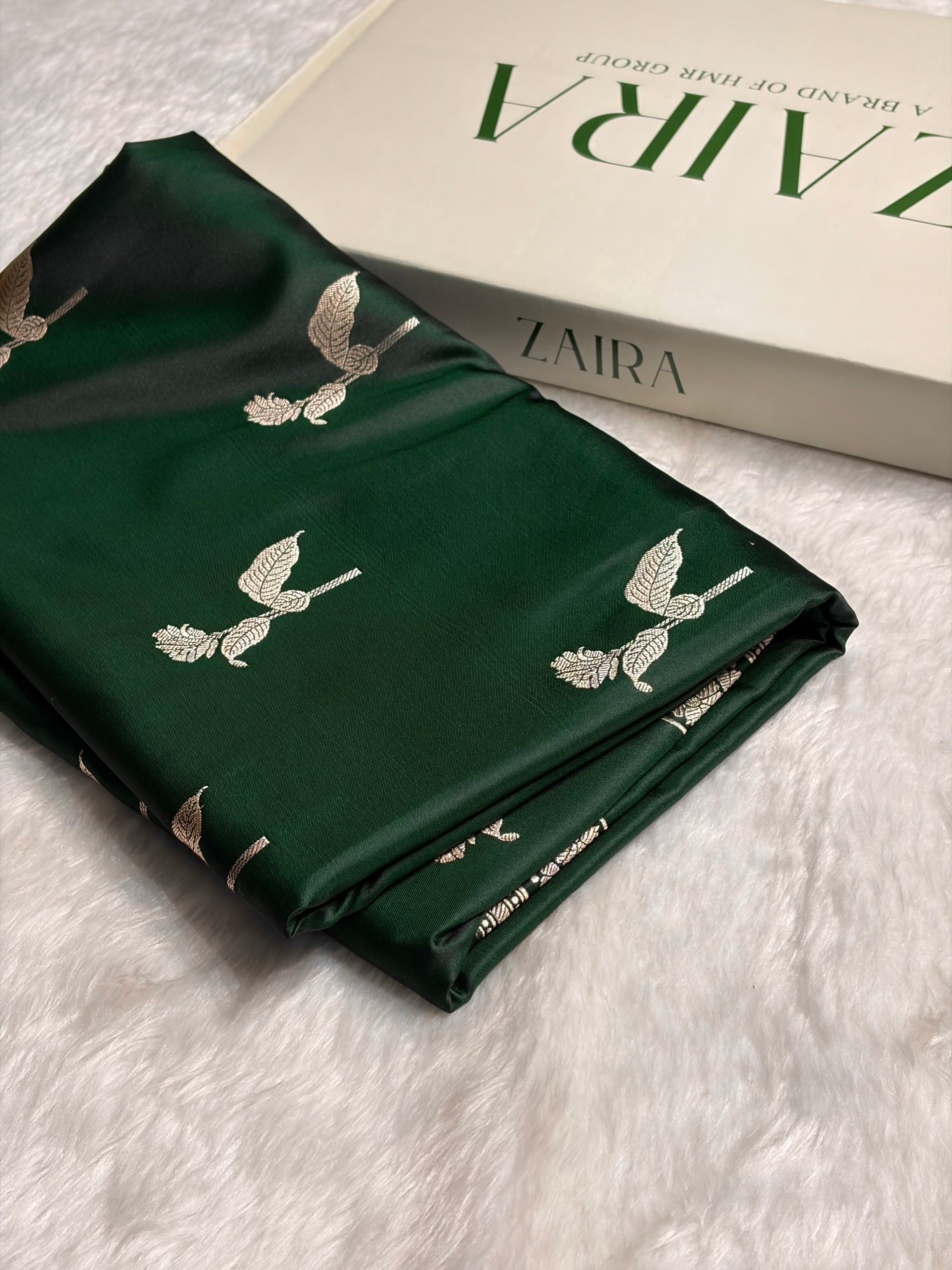 Bottle Green Boota With Floral Border Mashru Silk Saree MSM-93