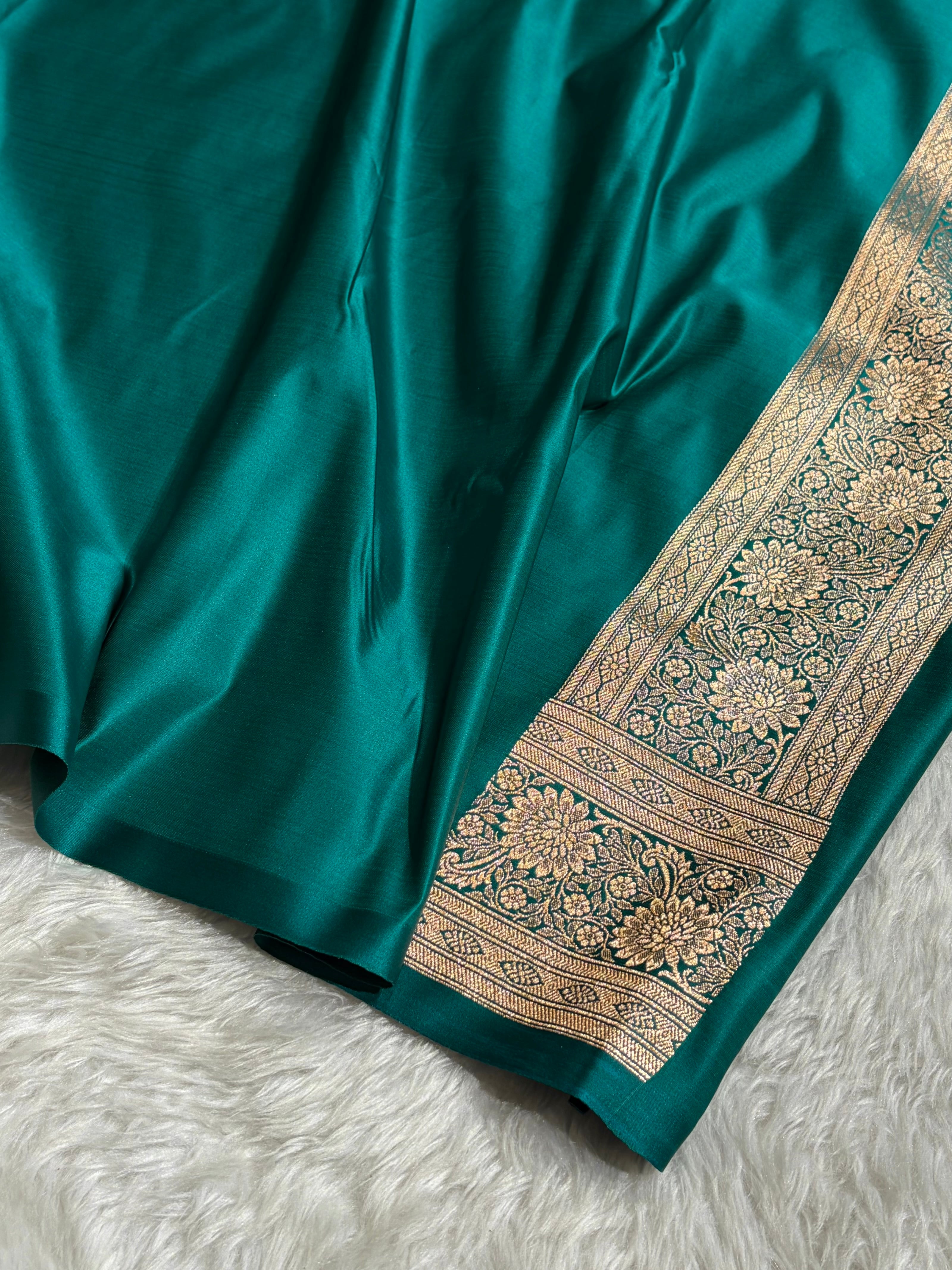 Banarasi Rose Gold with Rama Booti Satin Katan Silk saree SK29