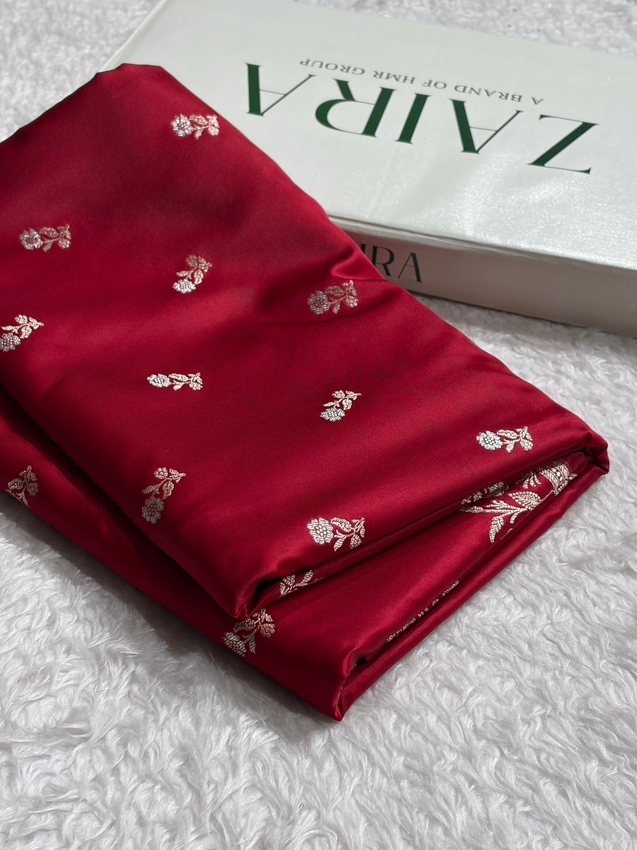 Maroon Boota With Floral Border Mashru Silk Saree MSM-86