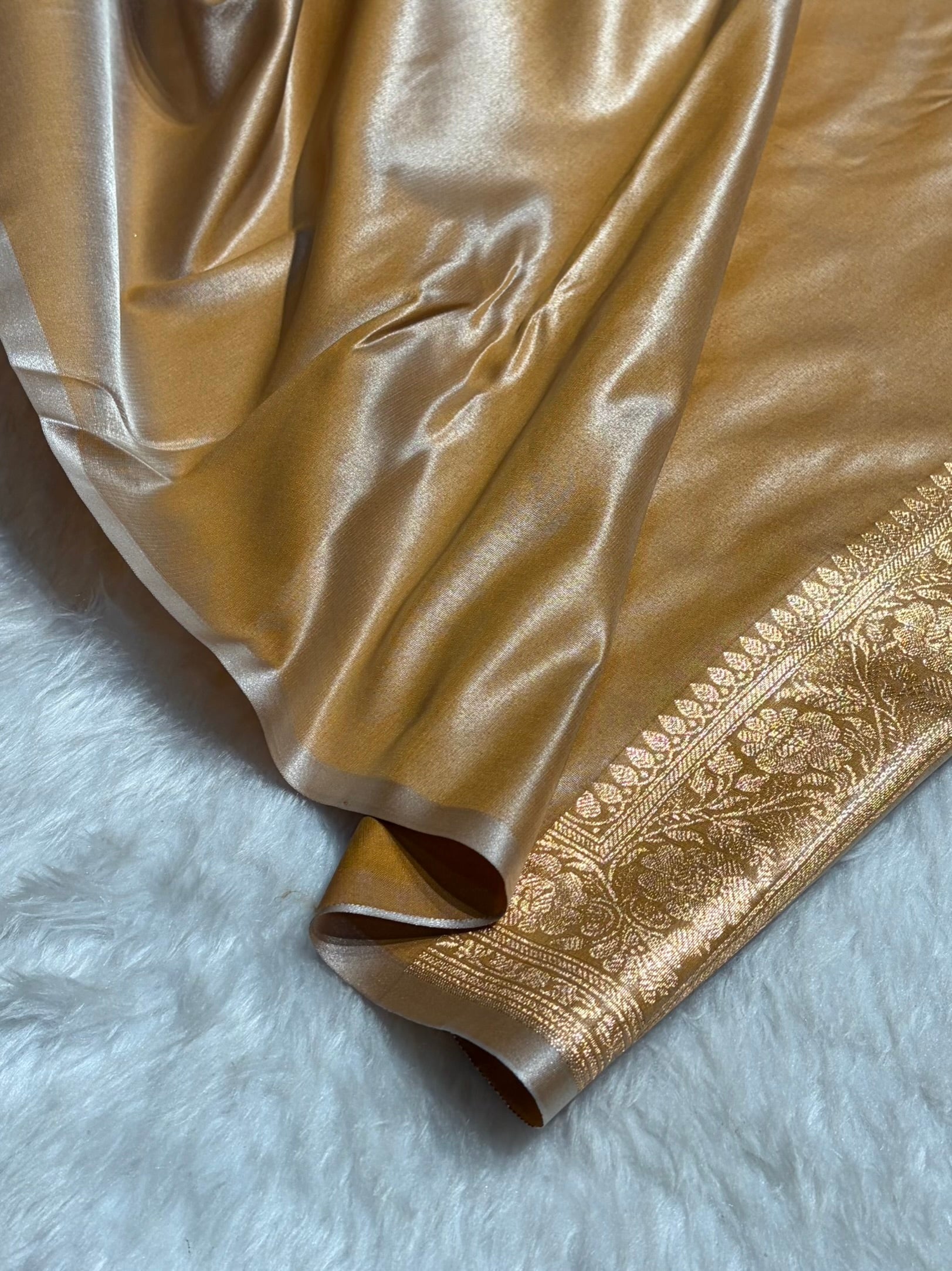 Banarasi Satin Silk Saree With Gotta Patti Booti Motif in Tusser Shades SSGP20