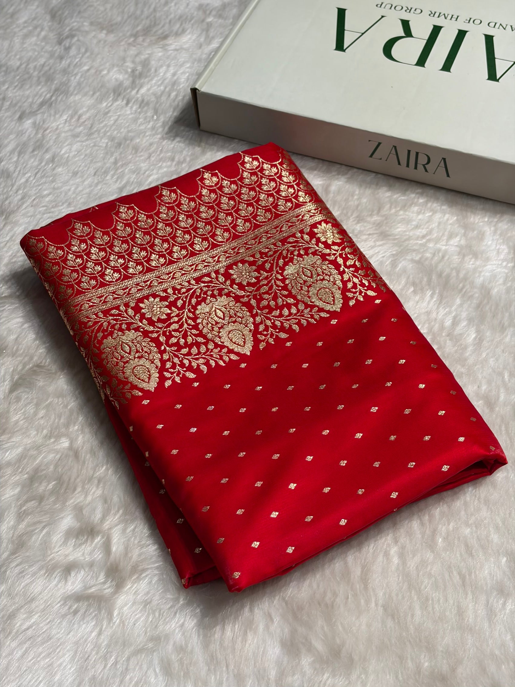 Ultra Light Weight Satin Silk Boota in Red Shades SS31