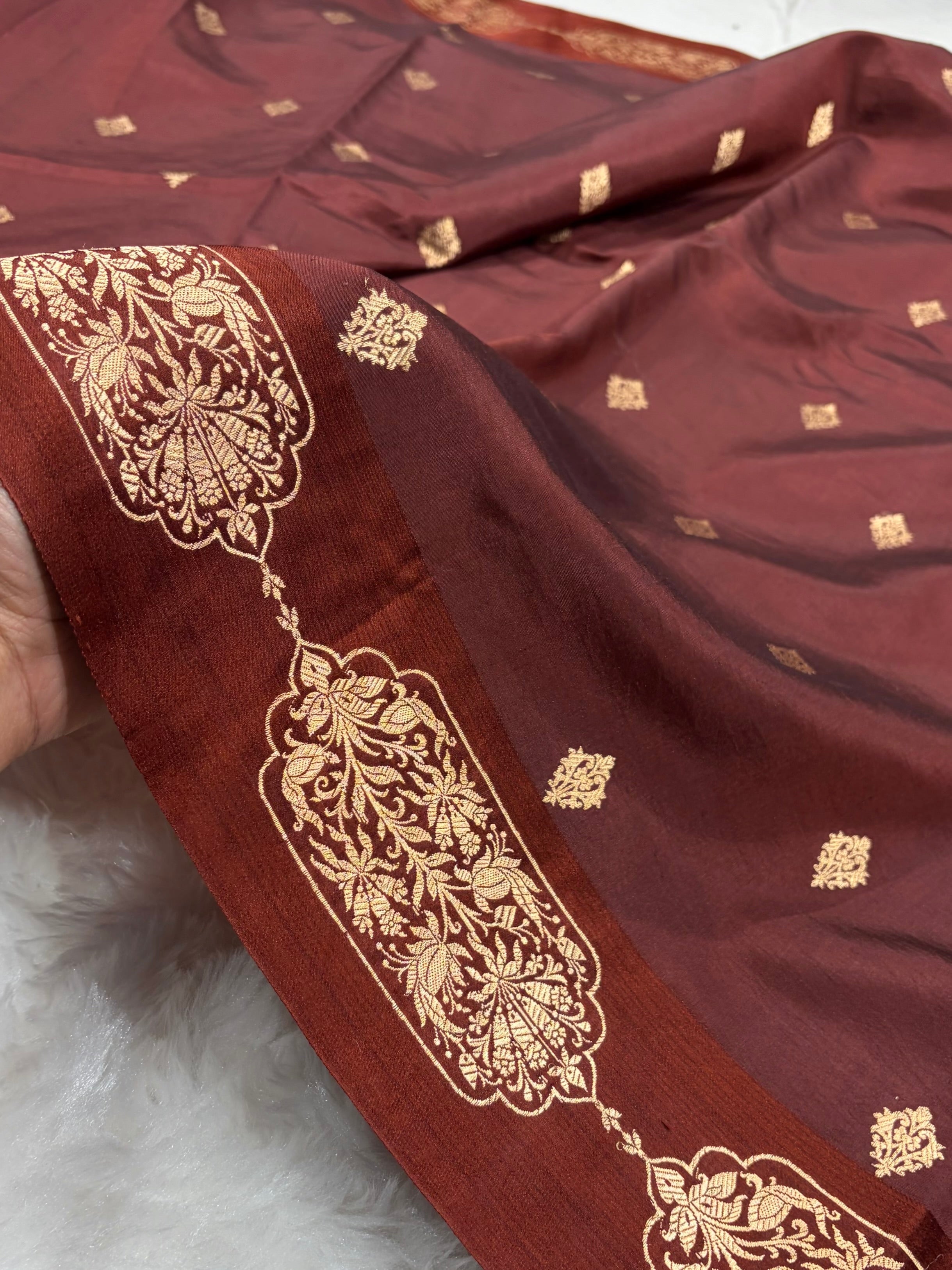 Chocolate Shades Handwoven Pure Katan Paper Silk RM-71