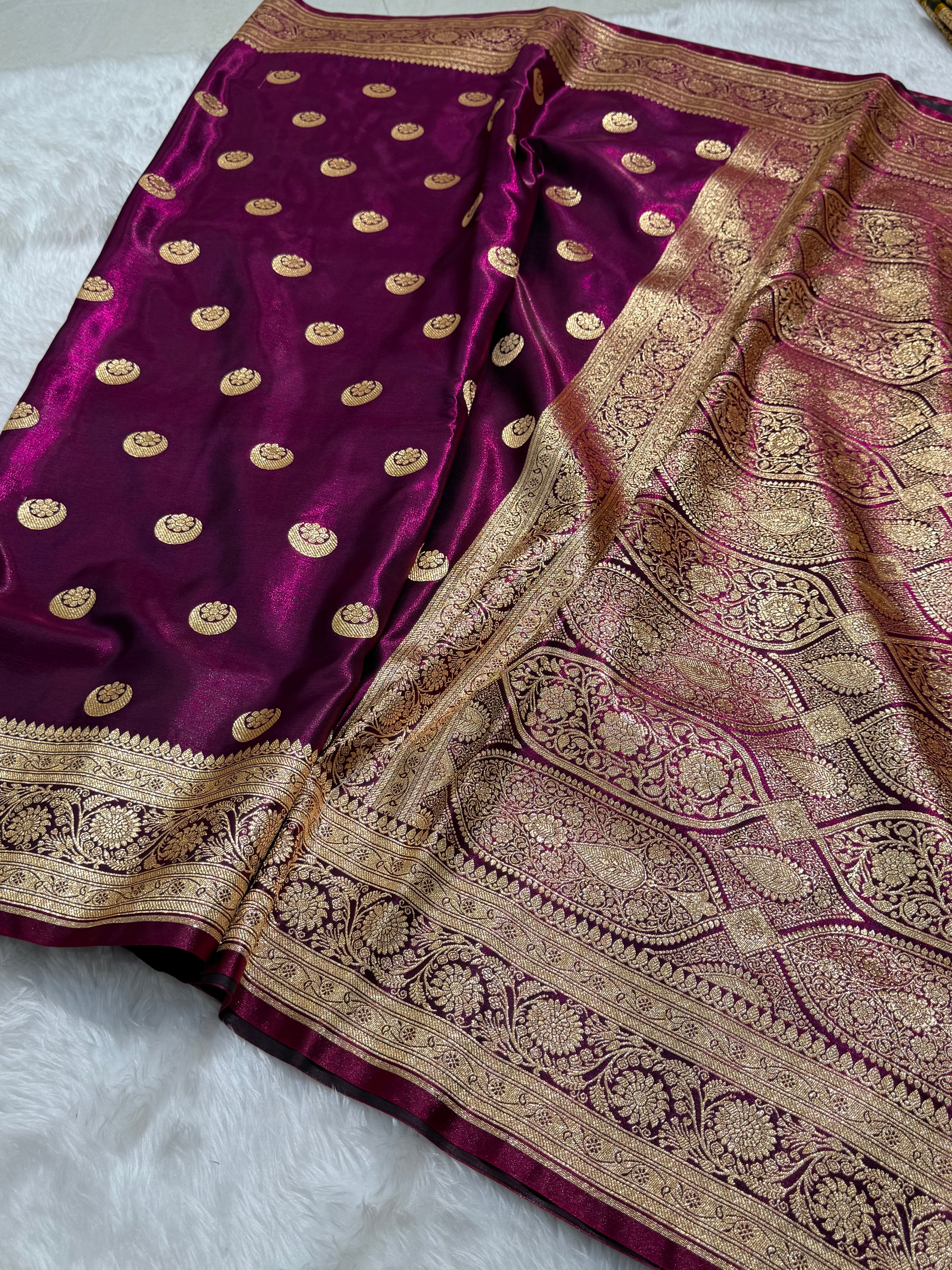Wine Chand Tara Satin Silk Saree SS04