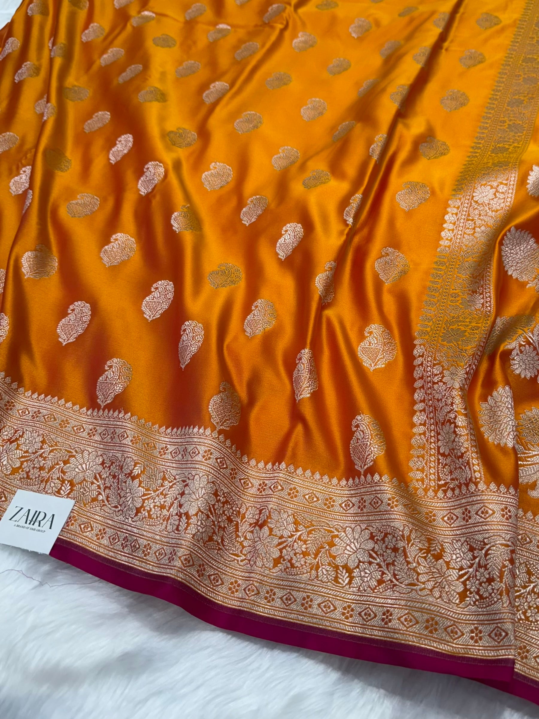 Pinkish Orange Motif Mashru Silk MSM 76