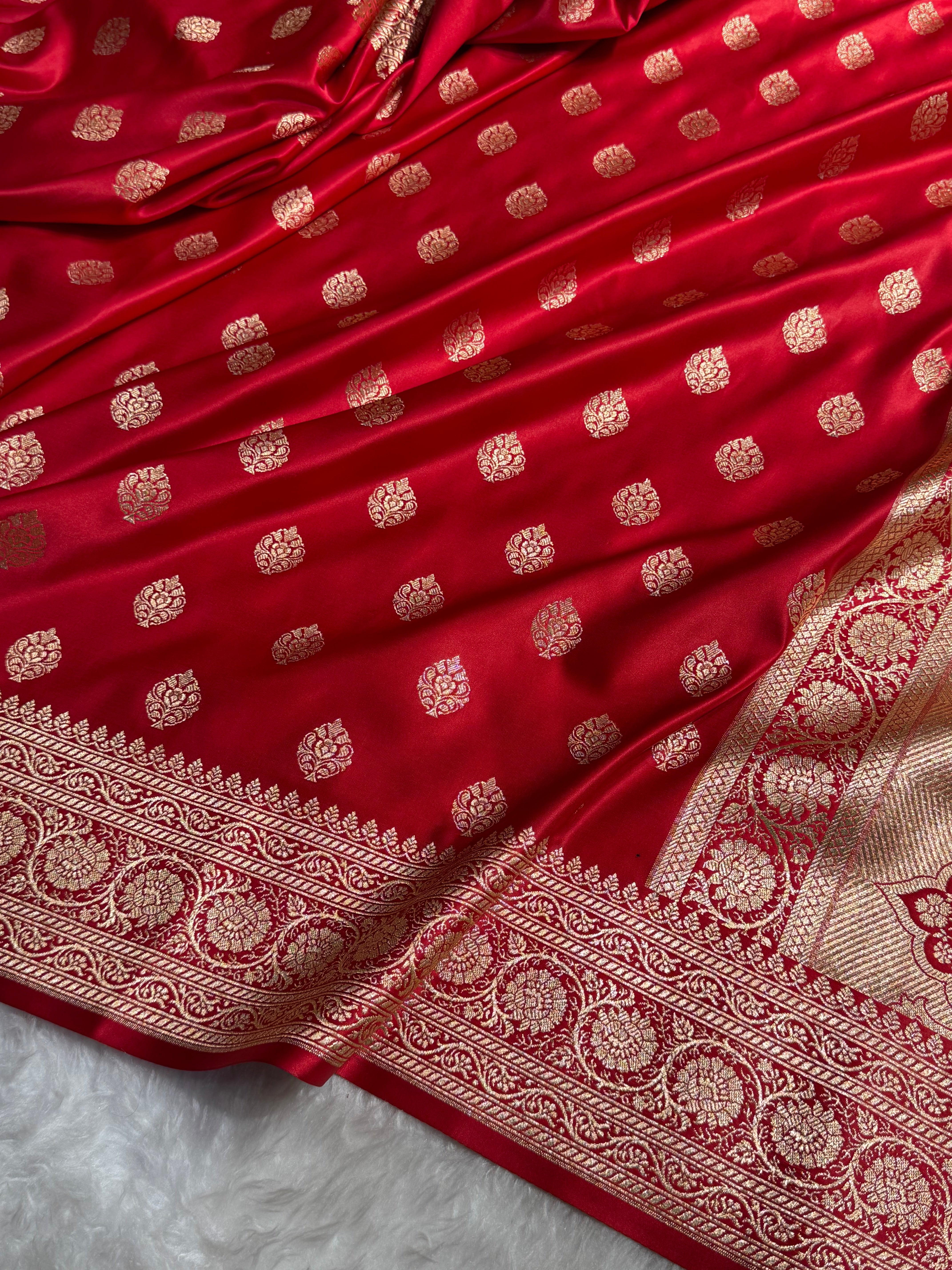 Banarasi Boota Katan Silk Saree In Red Shades SK02