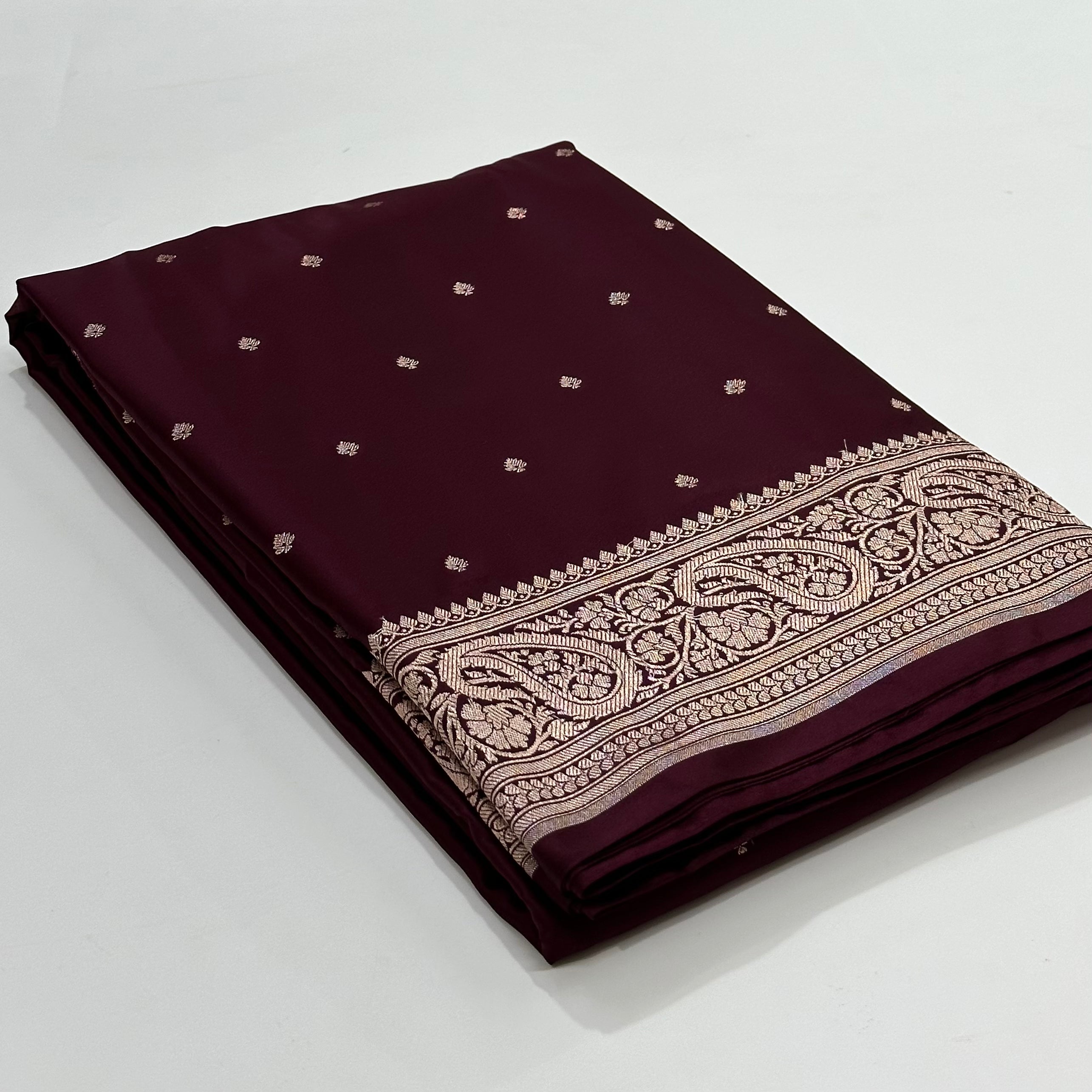 Dark Garnet Mashru Silk Booti