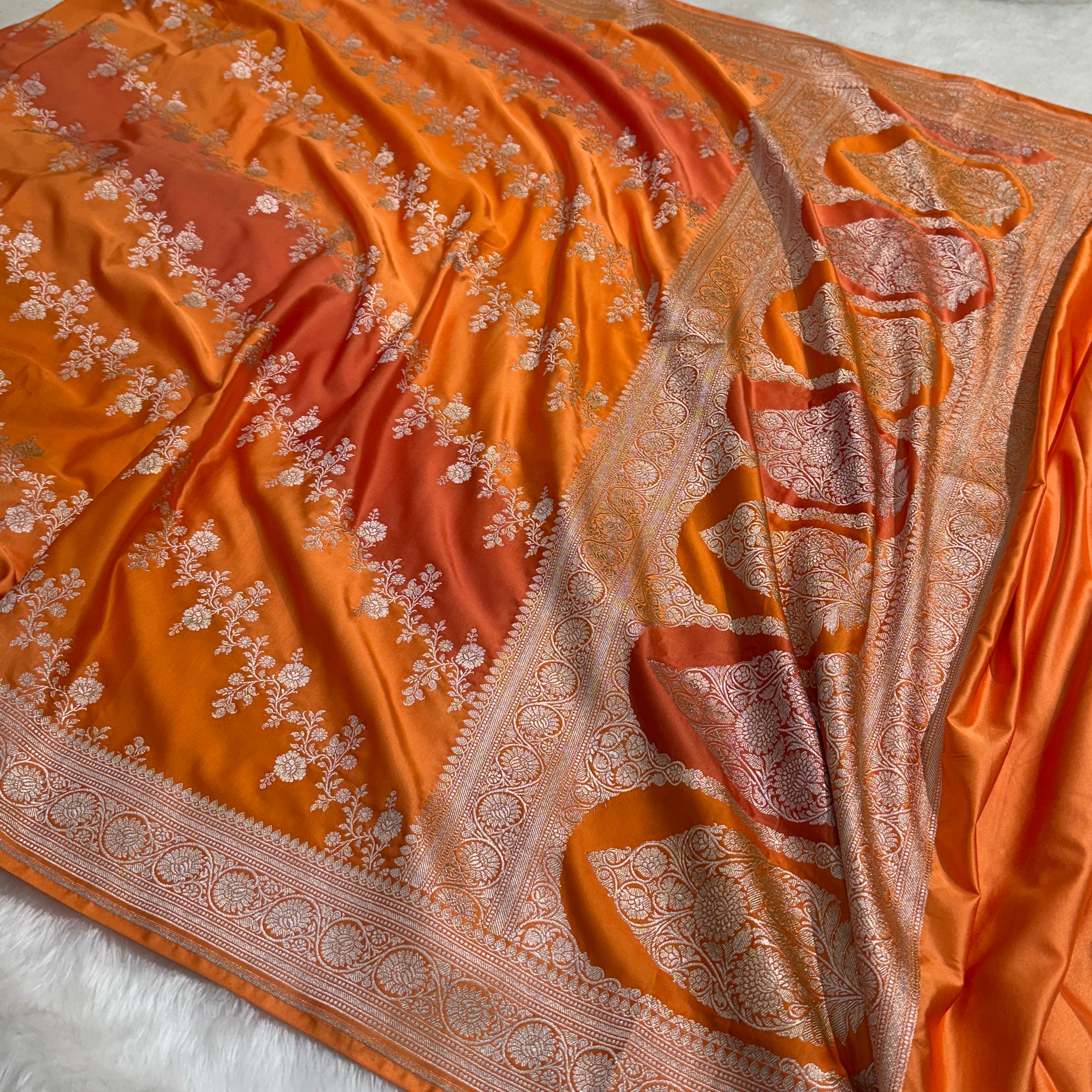 Orange Shades Rangkart Mashru Silk Saree