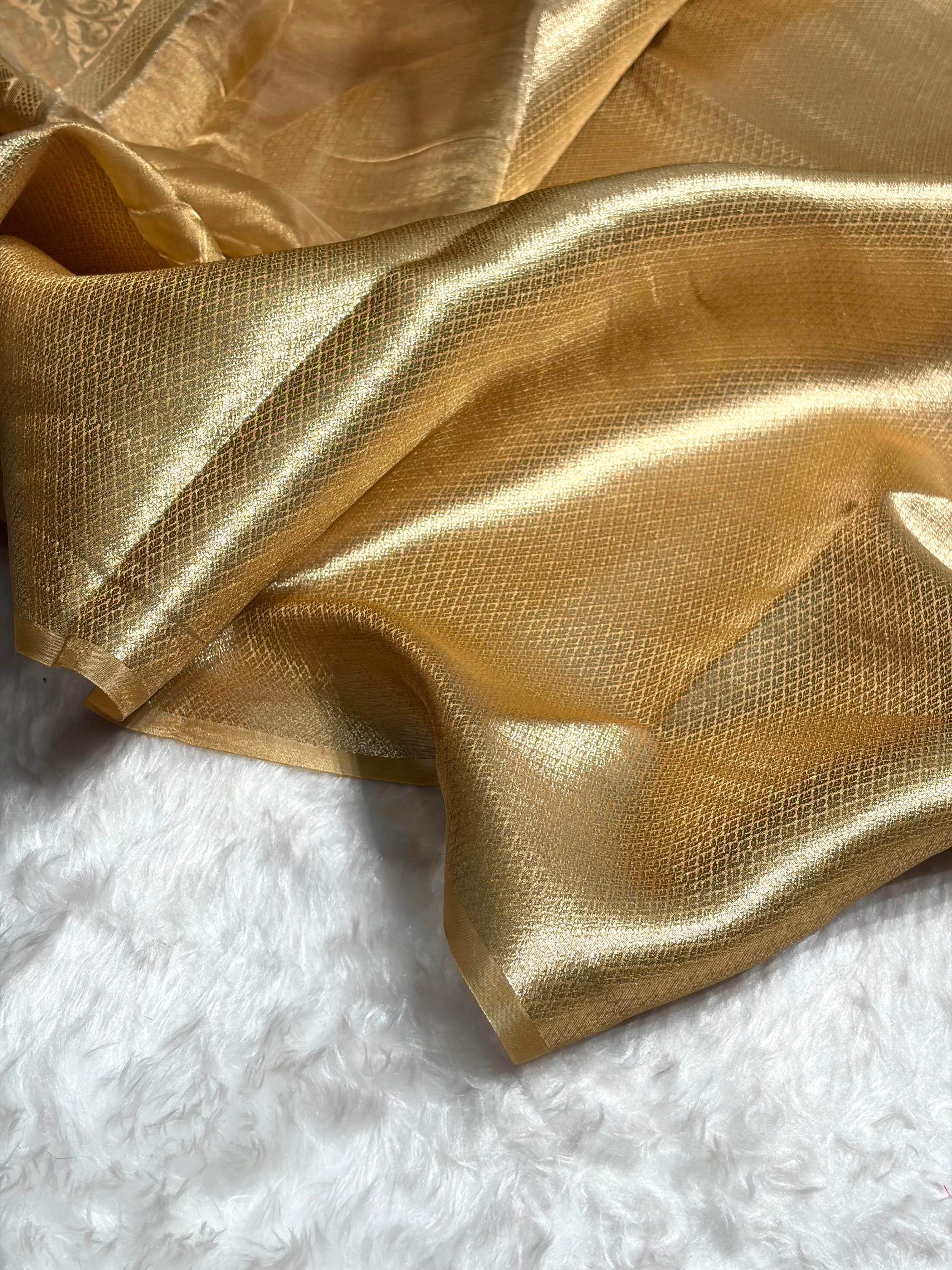 Tusser Shade Pure Tissue Silk Saree with Brocade Blouse PT-18