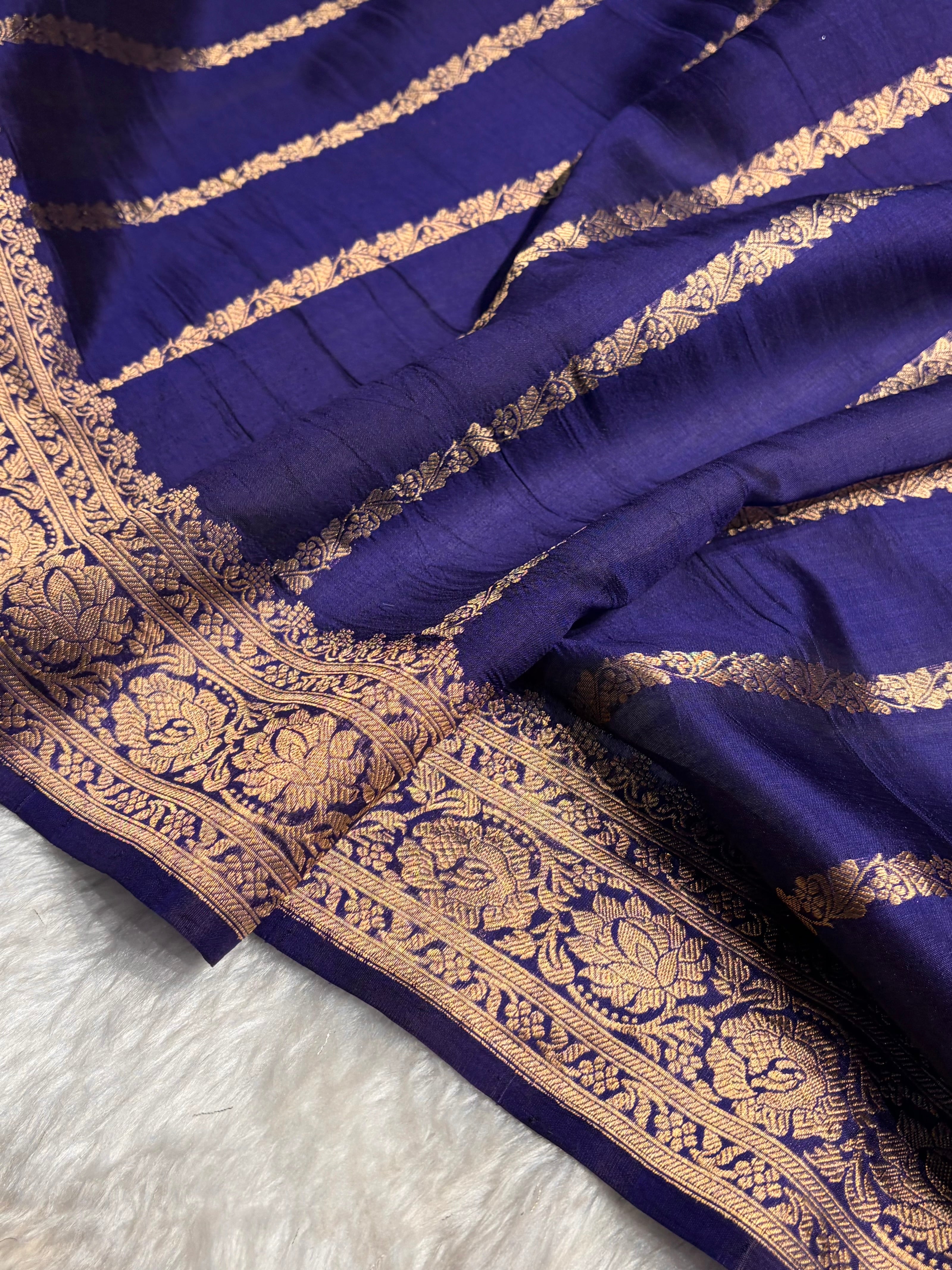 Contrast Rani With Purple Shades Boota Handwoven Pure Raw Mango Silk RM-07
