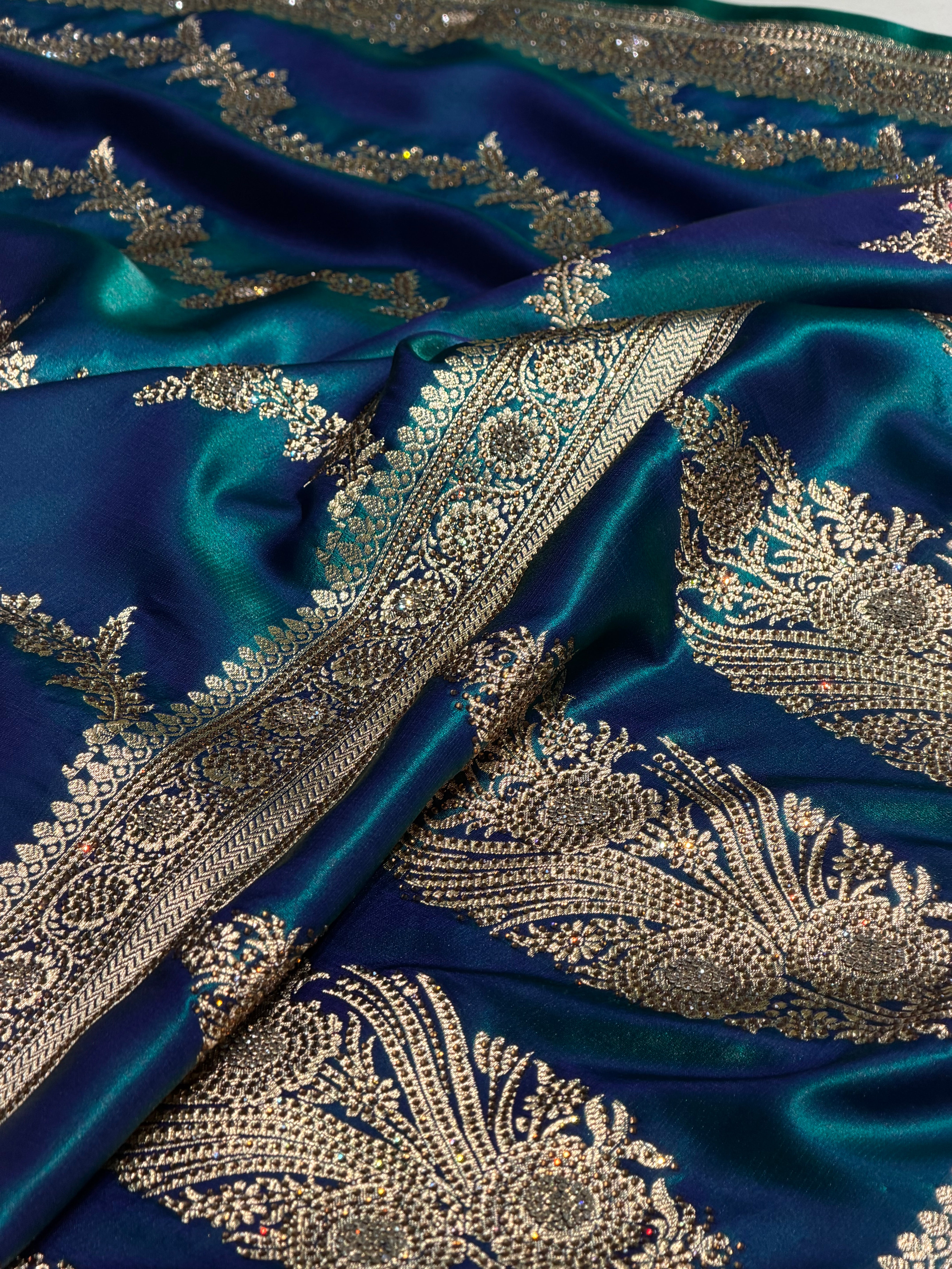 Bridal Peacock Cross Satin Silk with Swarovski Stone Work BSS35