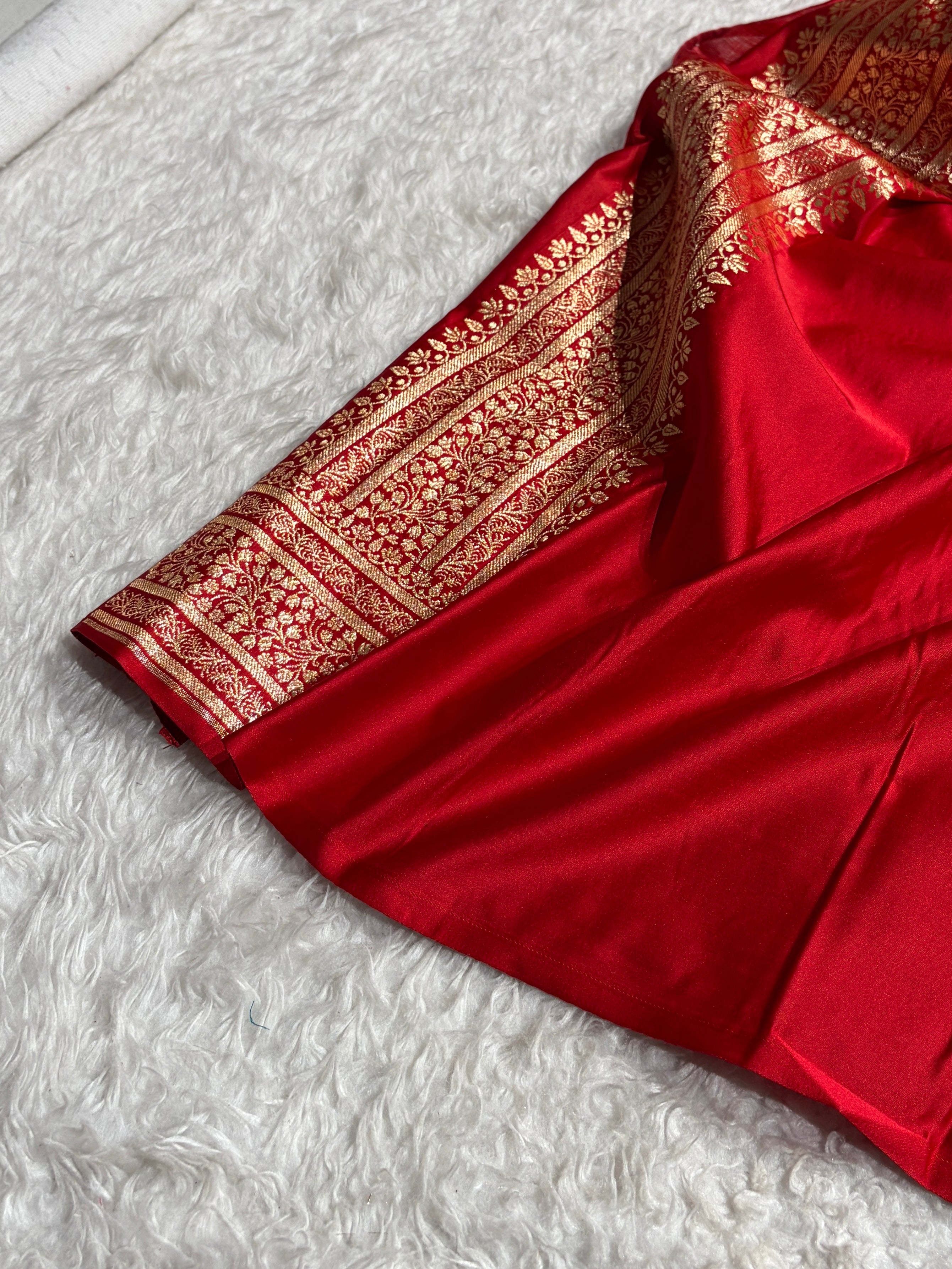 Banarasi Satin Katan Saree in Dark Red Shades SK88
