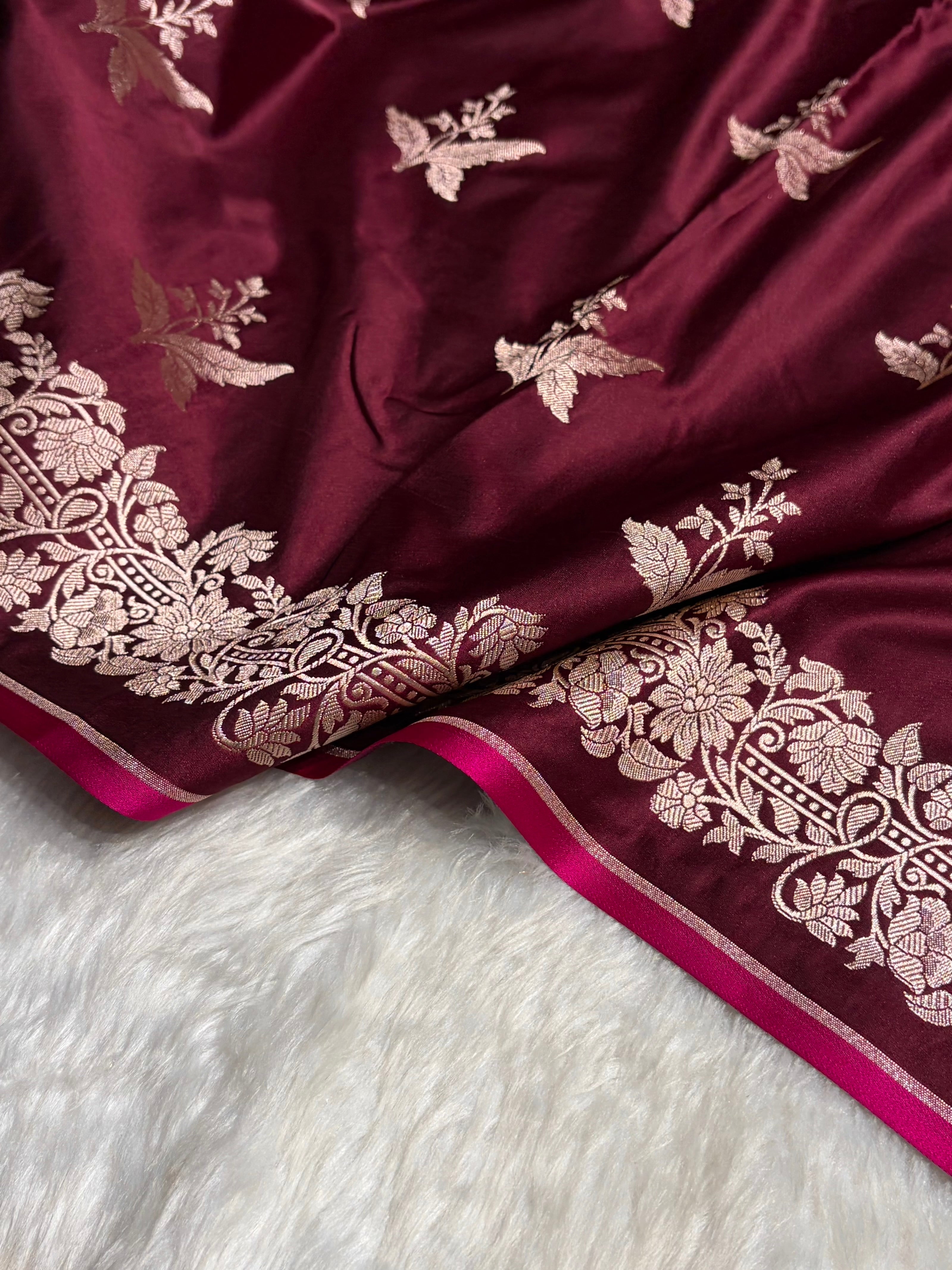 Chocolate Shades Floral Boota Mashru Silk Saree MSM-67