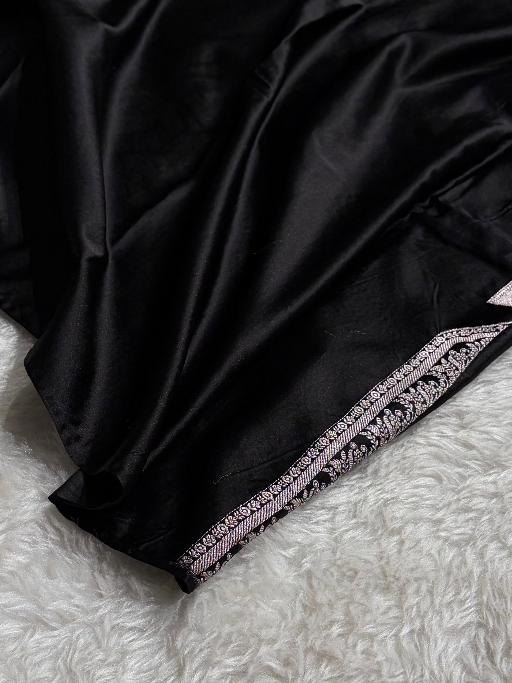 Skirt Border Bridal Black Mashru Silk Saree MS13