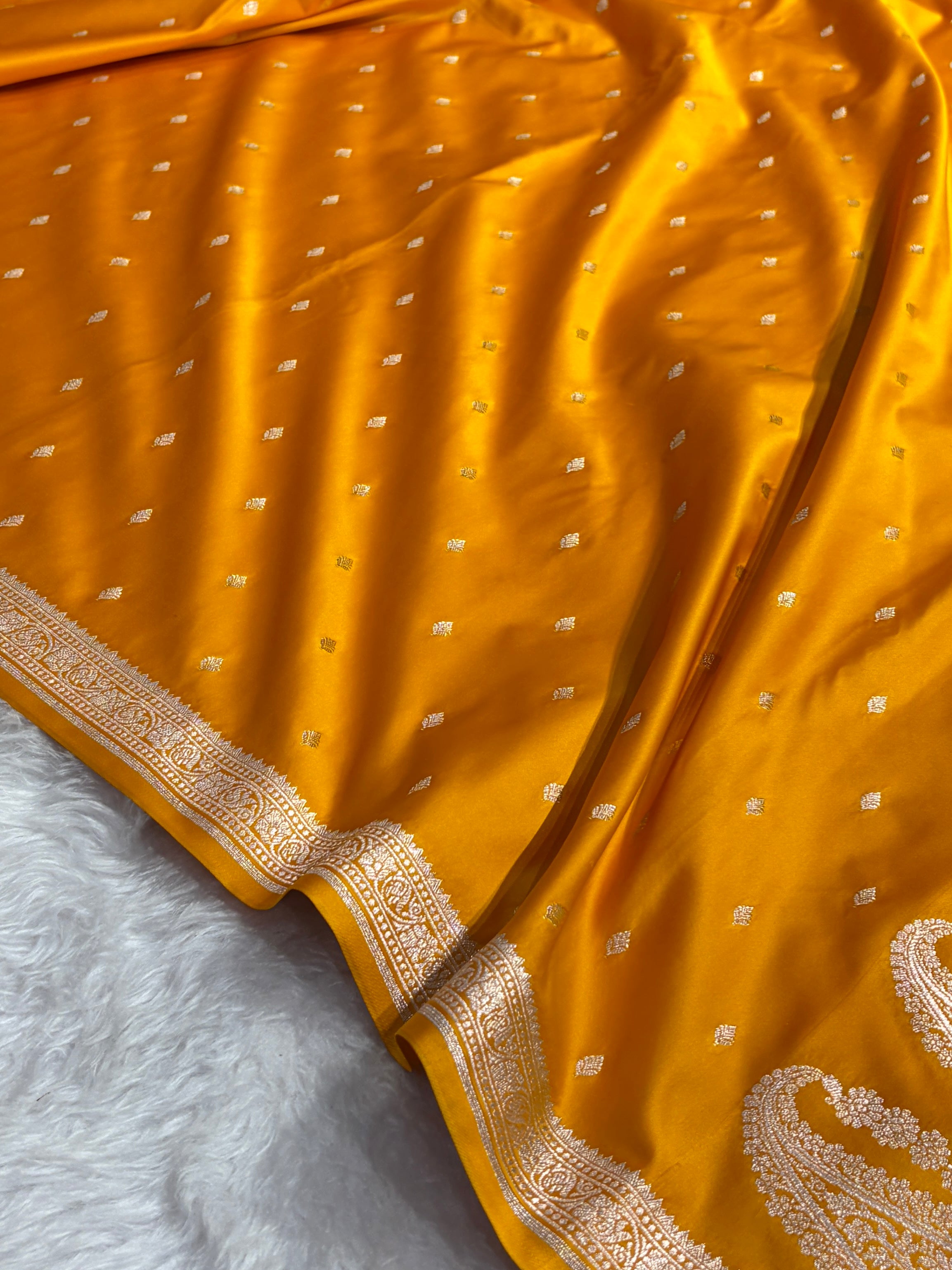 Premium Banarasi Satin Katan Saree in mustard Shades SK90