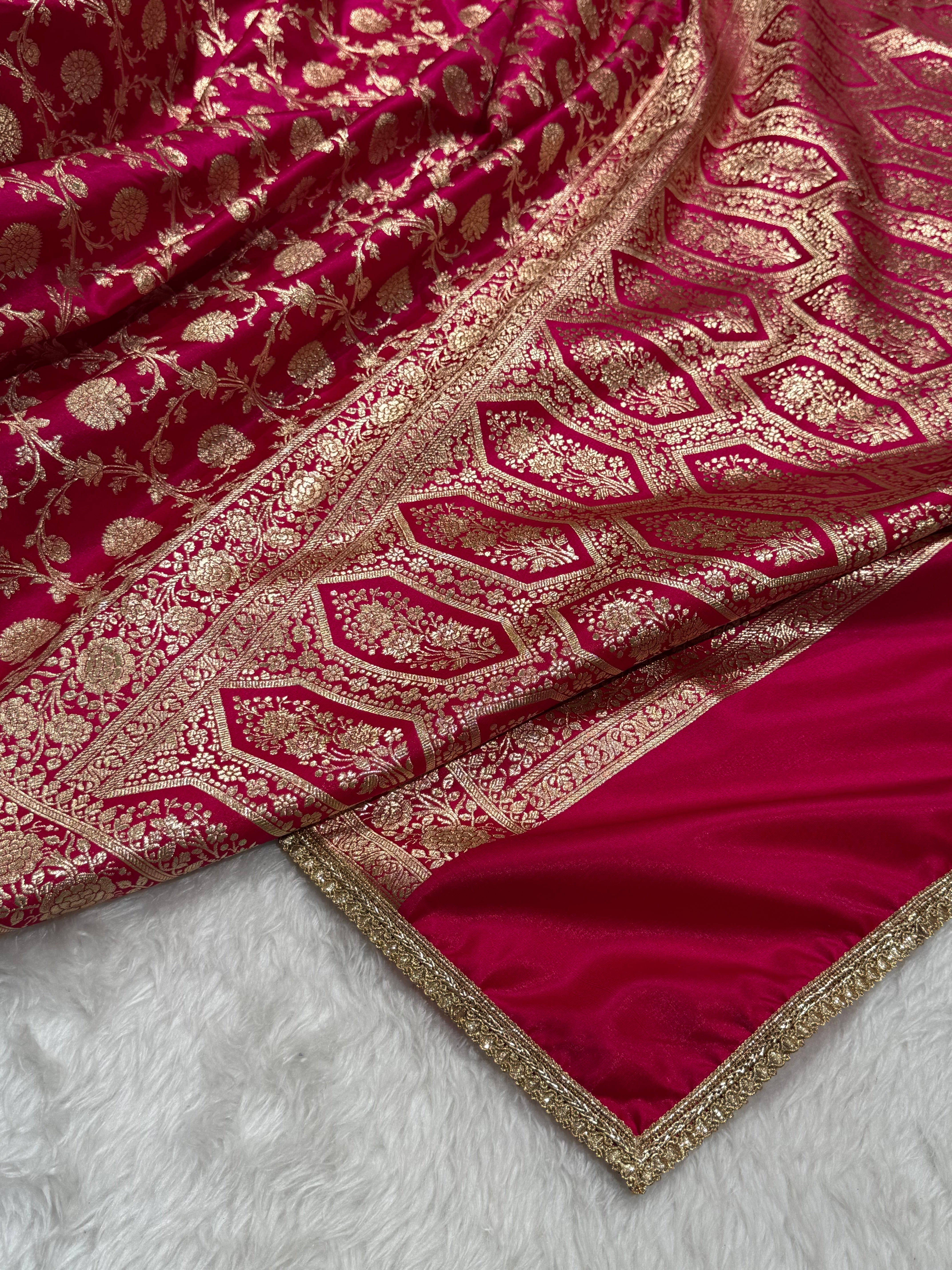 Rani Banarasi Satin Silk Saree with gotta patti SSGP11