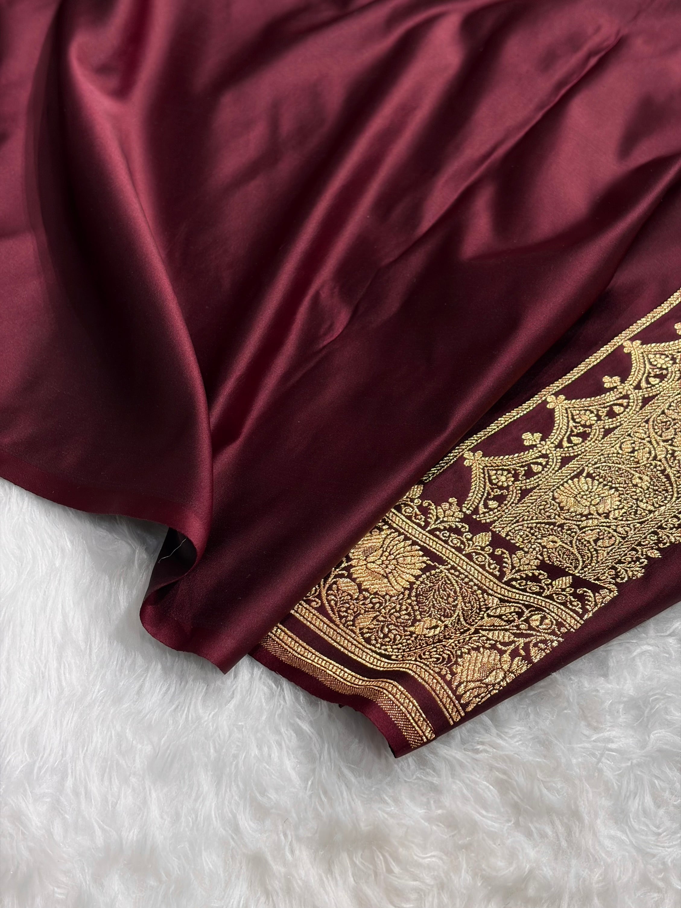 Banarasi Satin Katan Saree With Boota in Chocolate Shades SK104