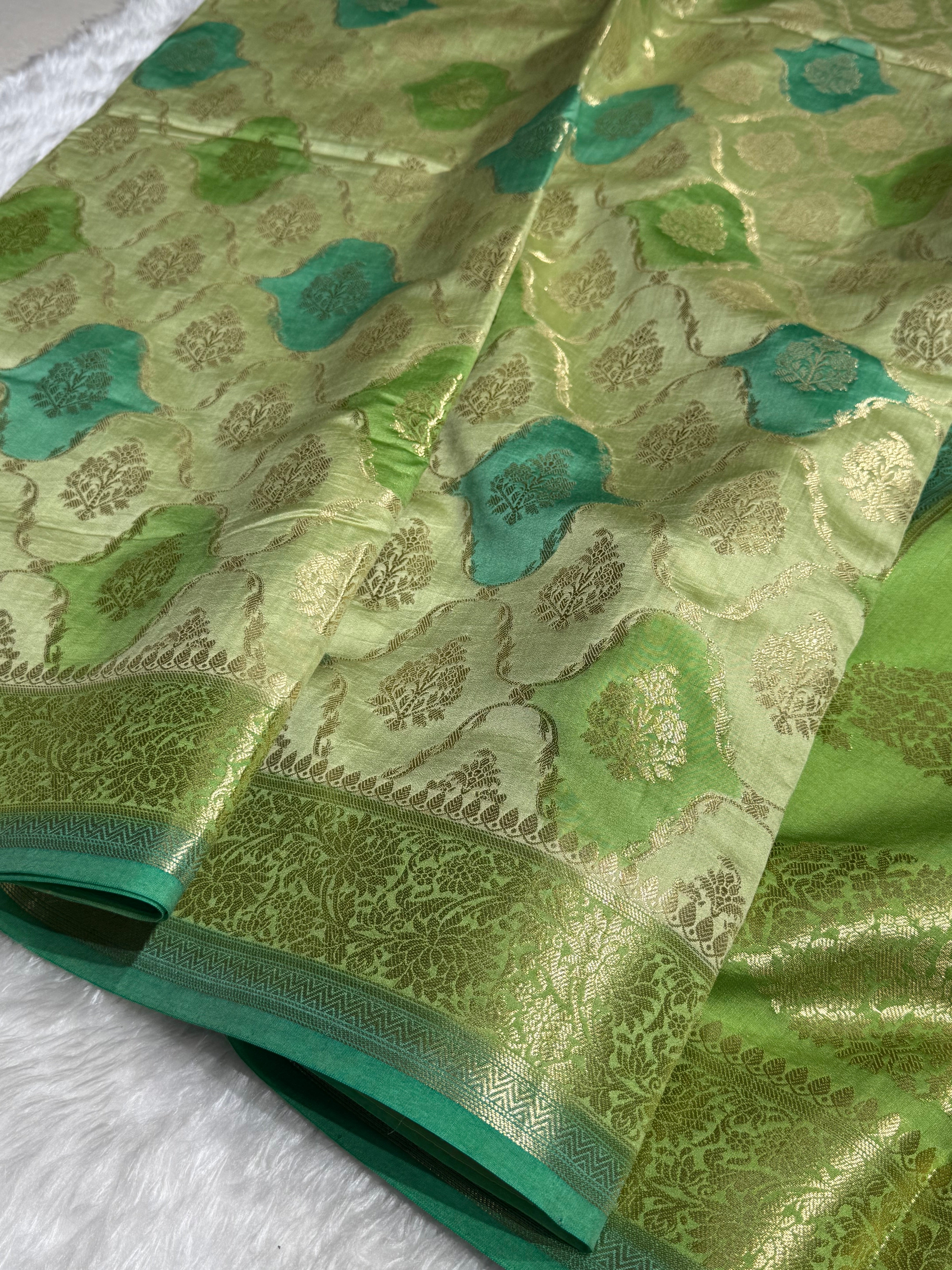 Rangkart Pista Shades Pure Chiniya Silk