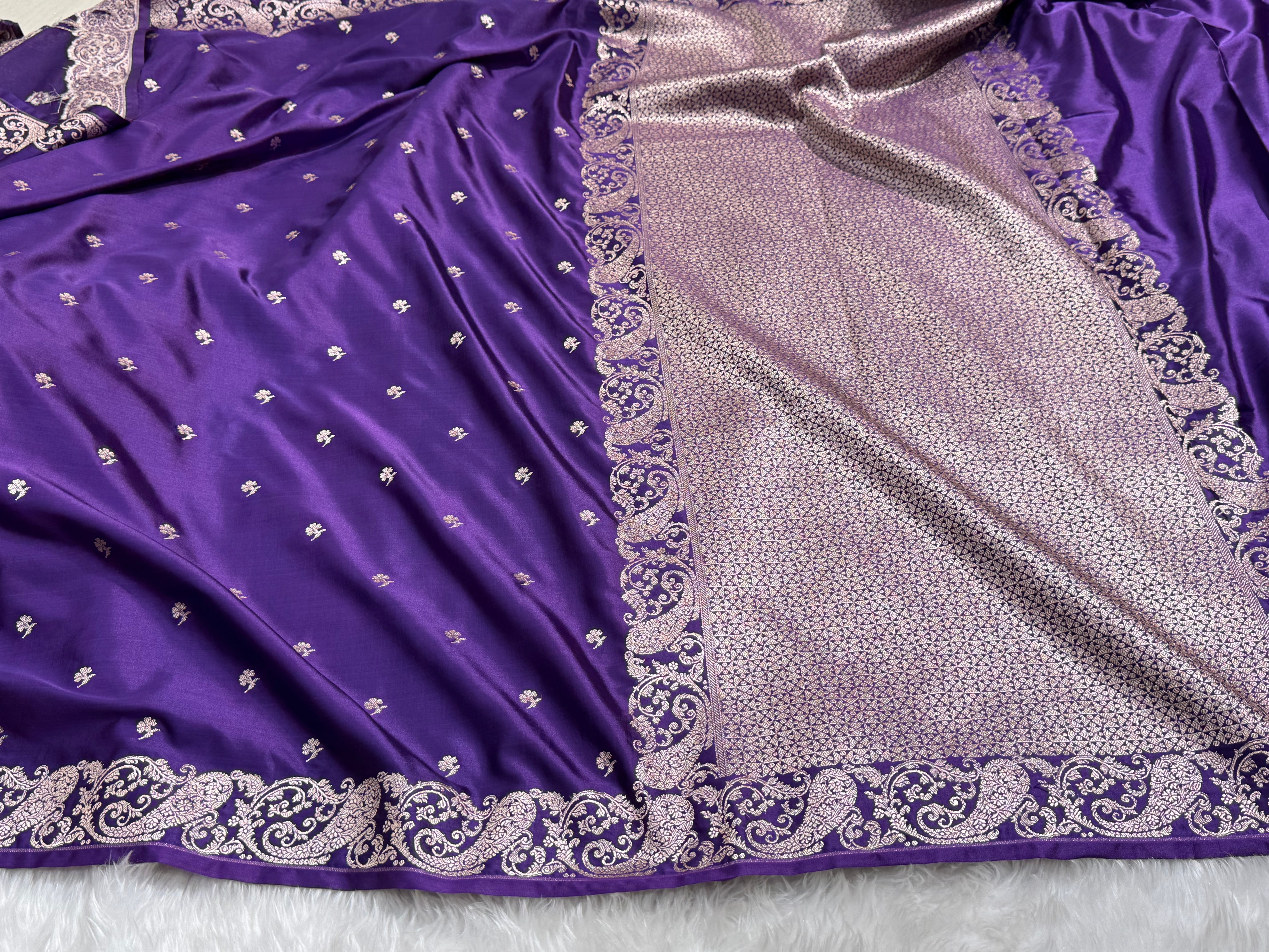 Kairi Border Purple Mashru Silk Saree
