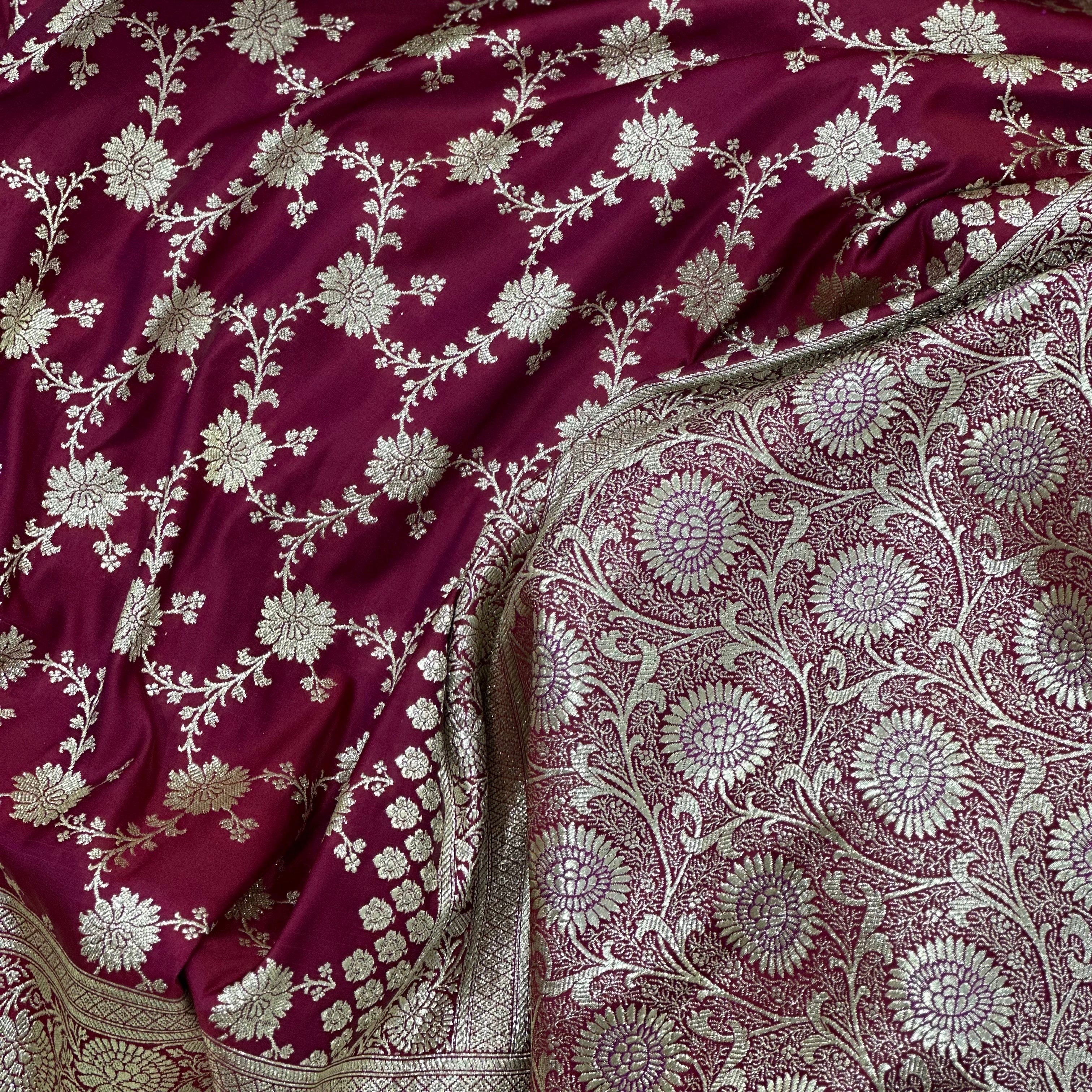 Katan Silk Saree In Mahroon -Wine Shades