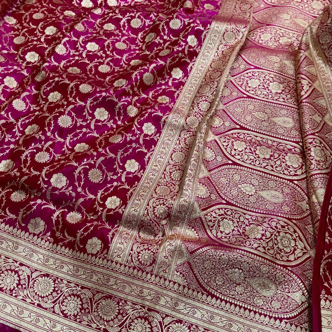 Ultra Light Weight Satin Silk Jaal in Pink Shades SS13