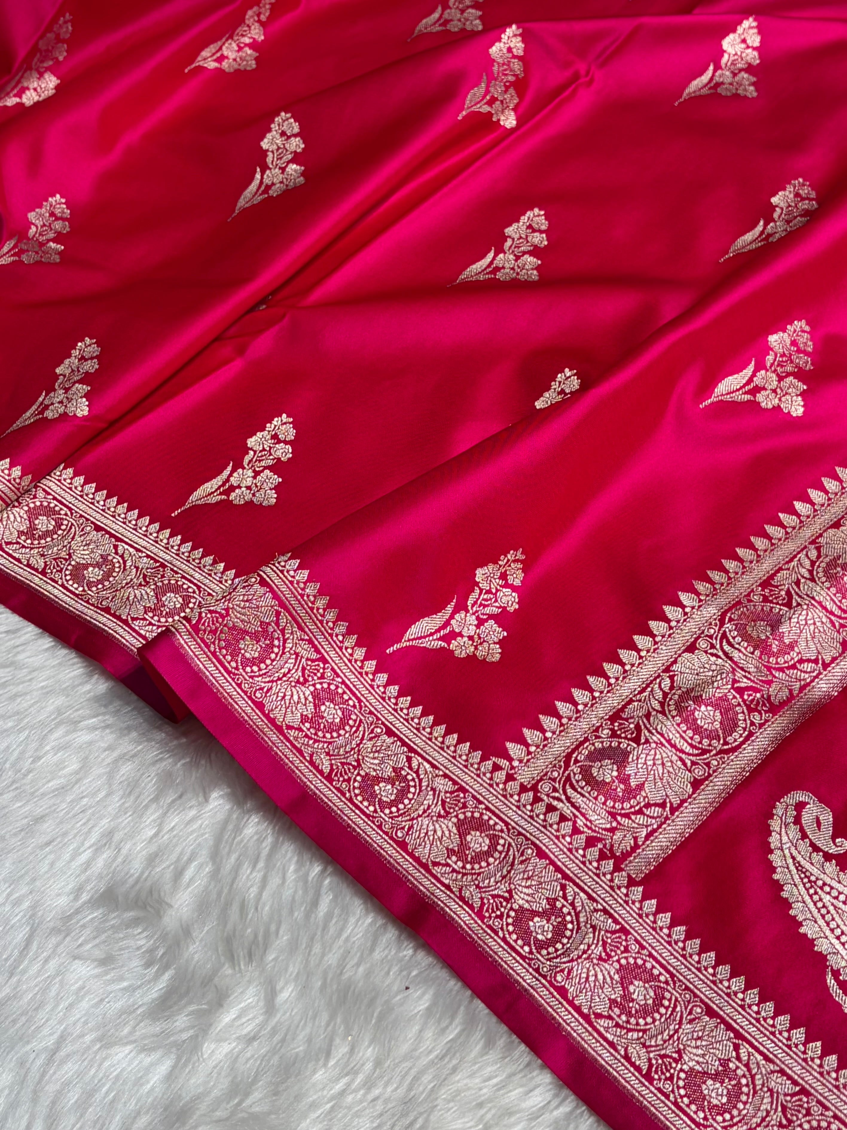 Cross Rani Boota With Floral Border Mashru Silk Saree MSM-97