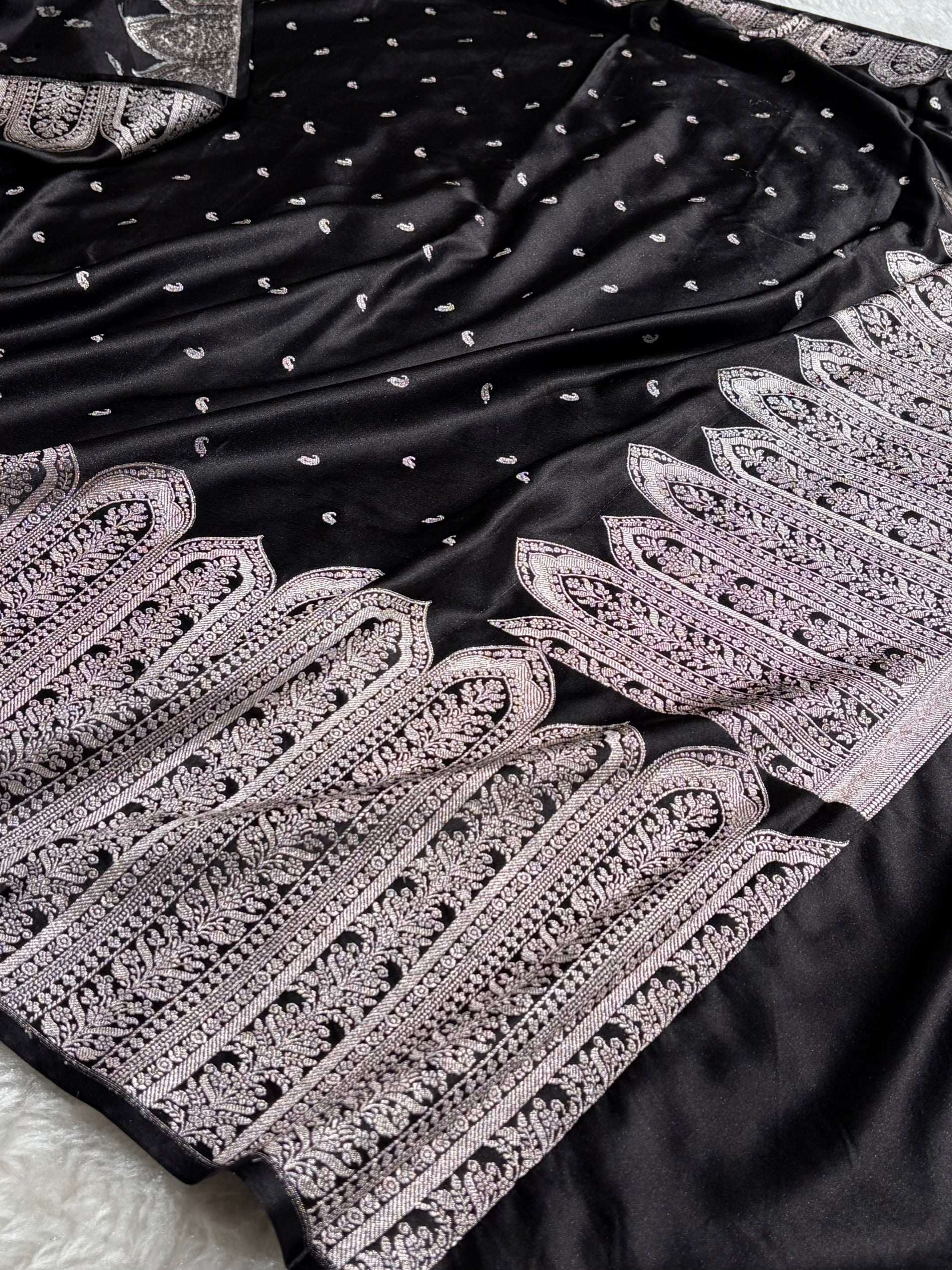 Skirt Border Bridal Black Mashru Silk Saree MS13