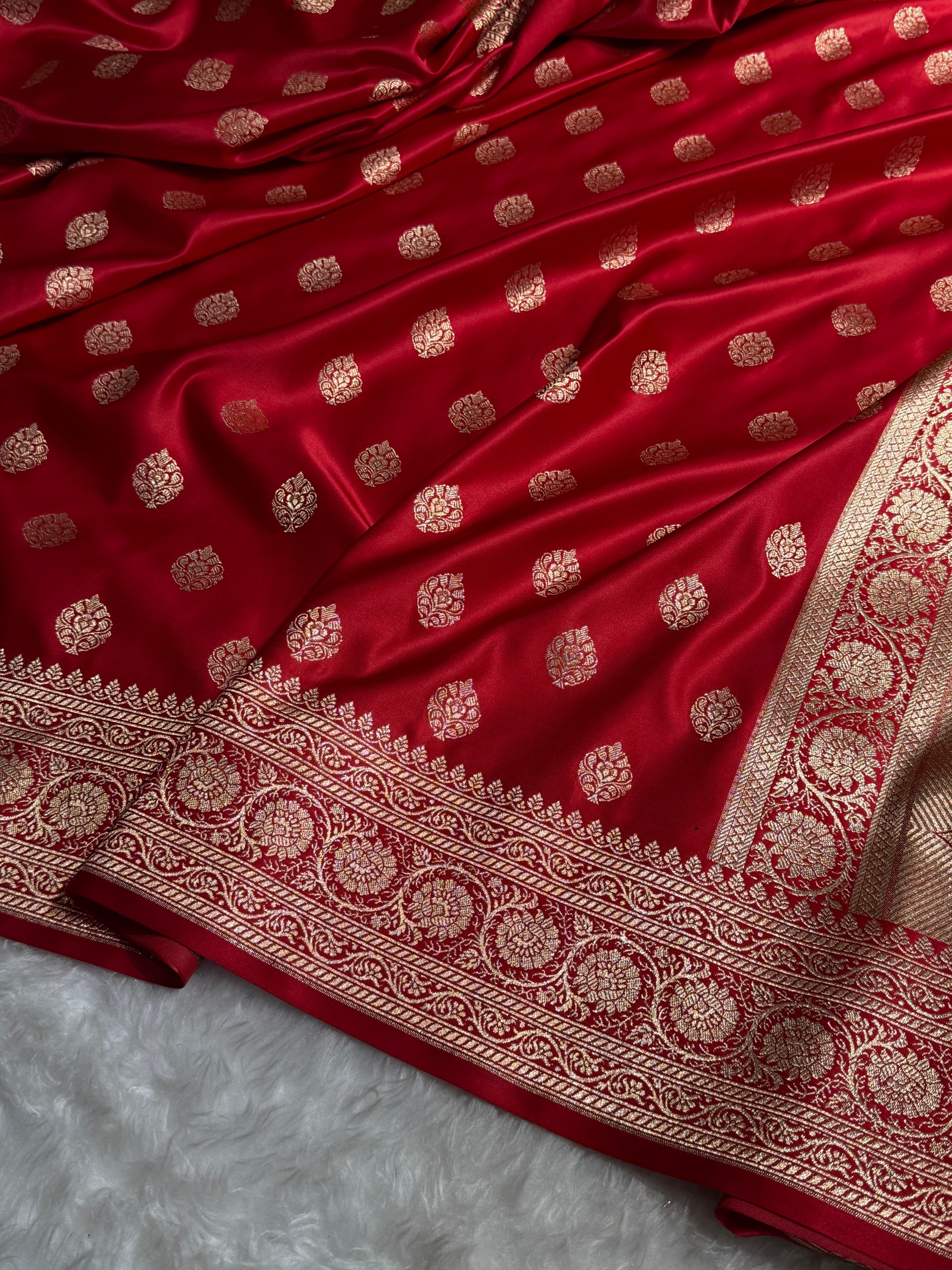 Banarasi Boota Katan Silk Saree In Red Shades SK02