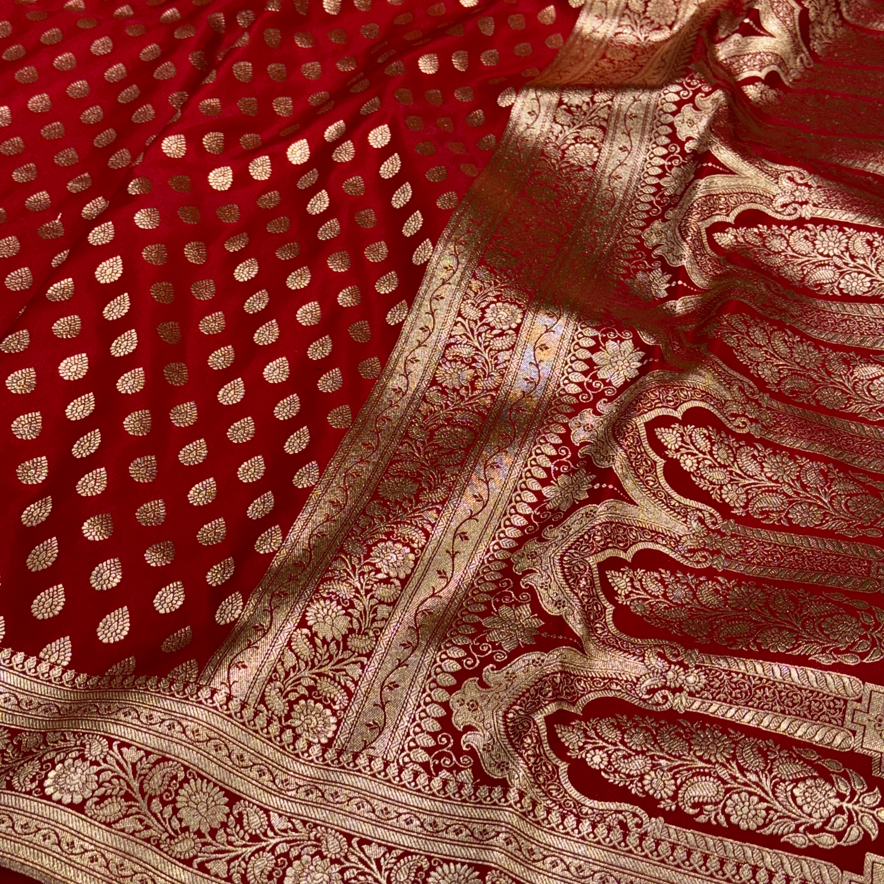 Light Weight Satin Silk booti in Red Shades SS02