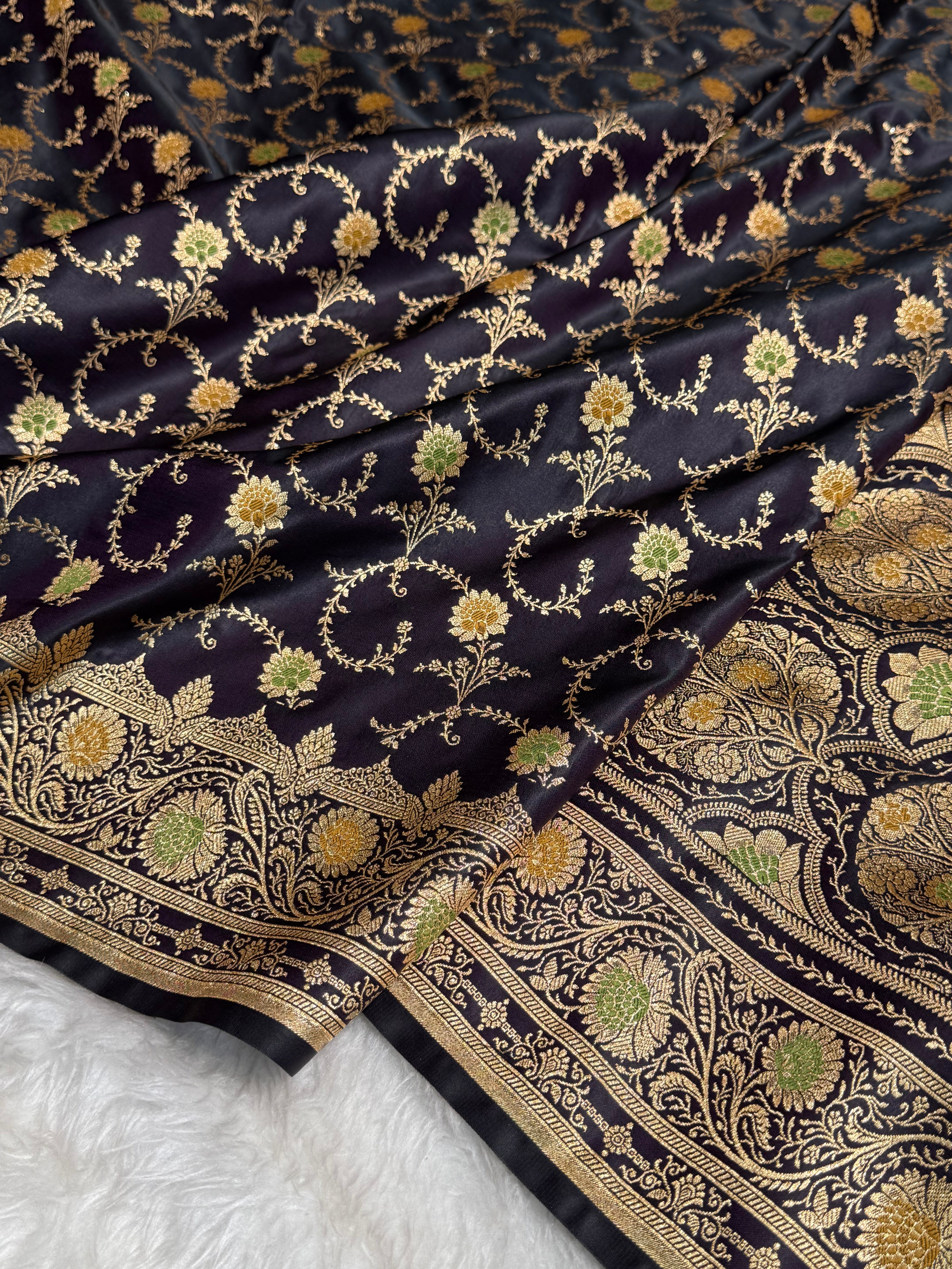 Premium Dark Purple Banarasi Minakari Jaal Katan Silk Saree