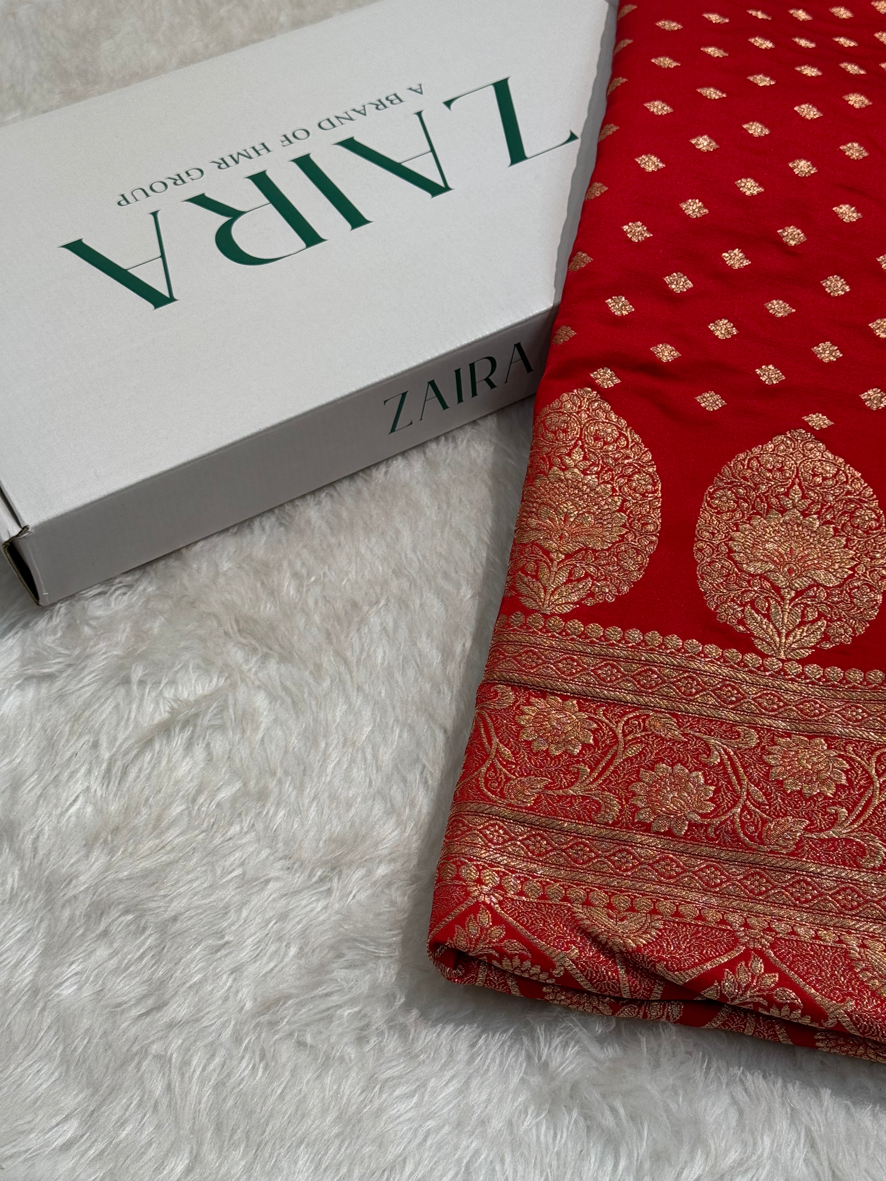 Blended Katan Silk Saree In Red Shades SK04