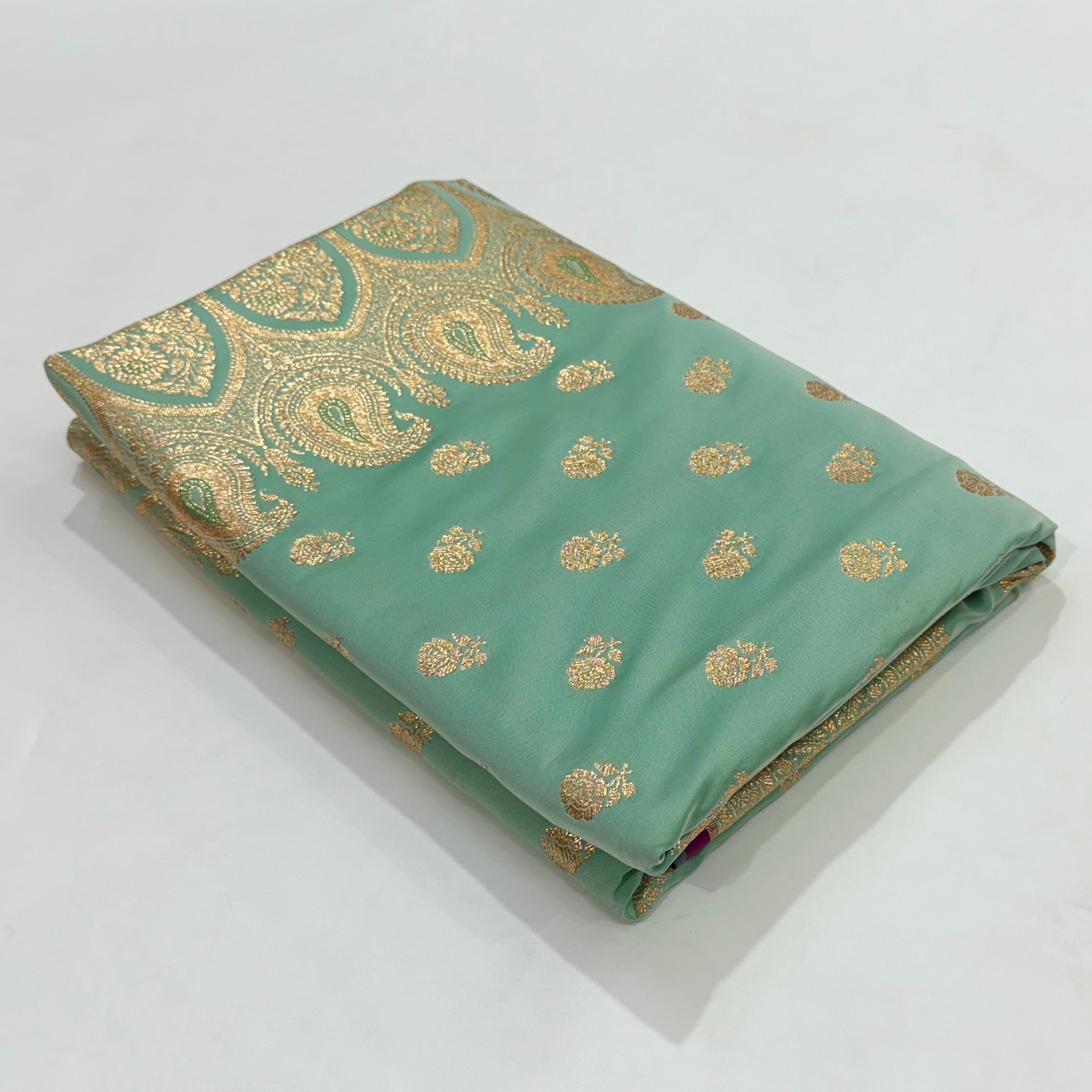 Floral boota Satin katan Silk Saree In Sea Green Shades SK12