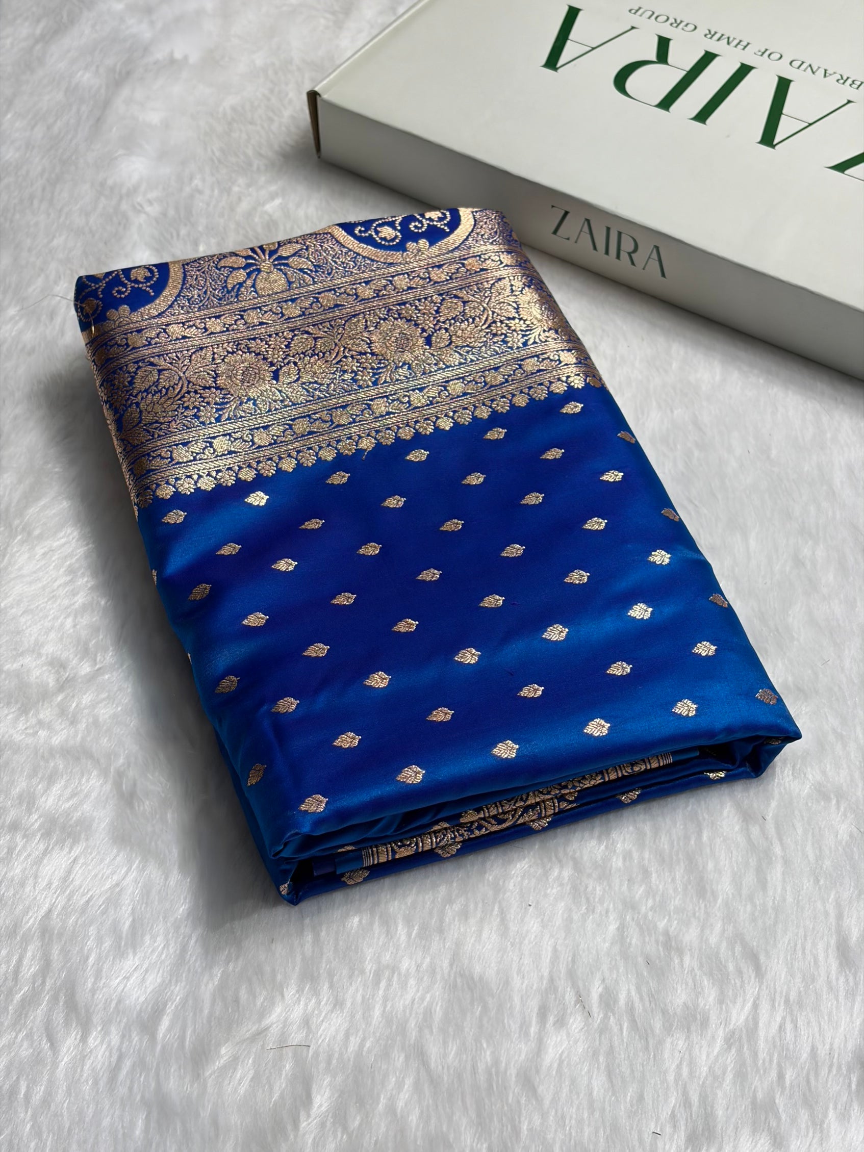 Ultra Light Weight Satin Silk Booti in Dark Firozy Blue Shades SS06