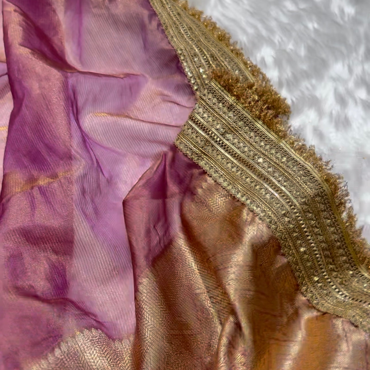 Lavender Shades Semi Pure Tissue Silk Saree with Gotta Patti TGP02